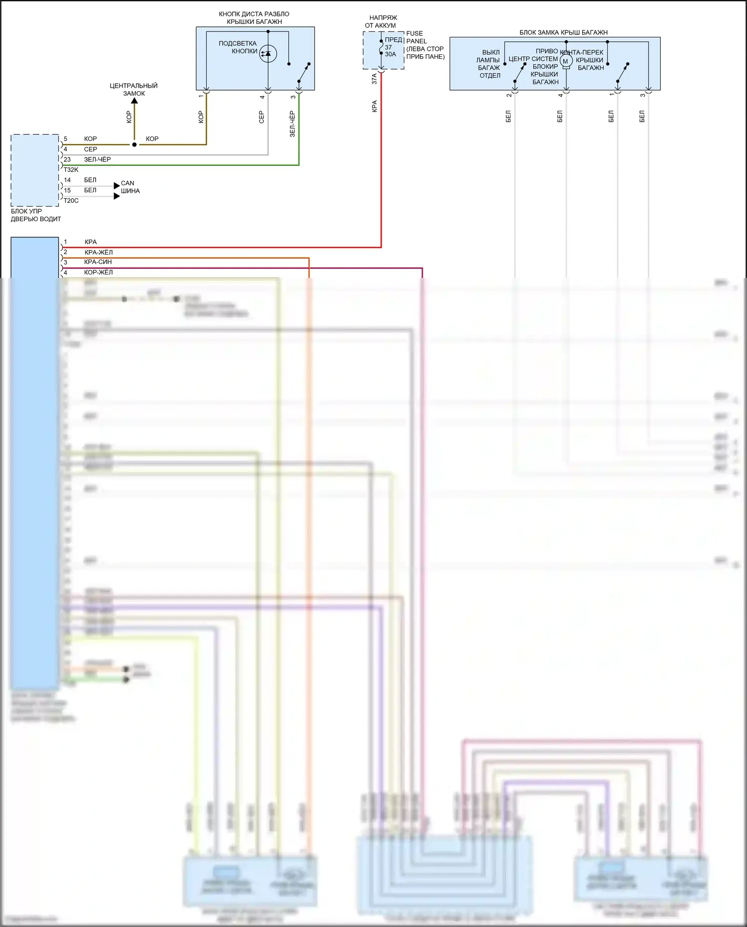 ID.4 X Volkswagen I (2020-2024): Электросхема открытия багажника и лючка топливного бака (1 из 3) 