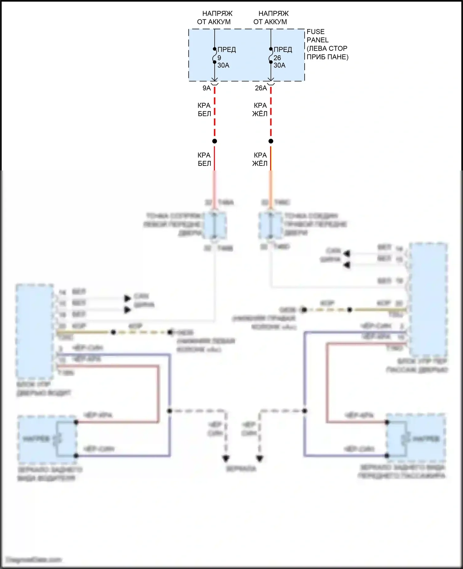 ID.4 X Volkswagen I (2020-2024): Электросхема обогреваемых зеркал 