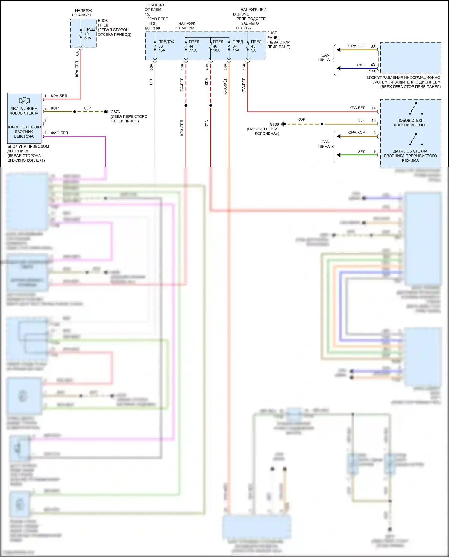 ID.4 Volkswagen I (2020-2024): Дворники и омыватели электросхема 
