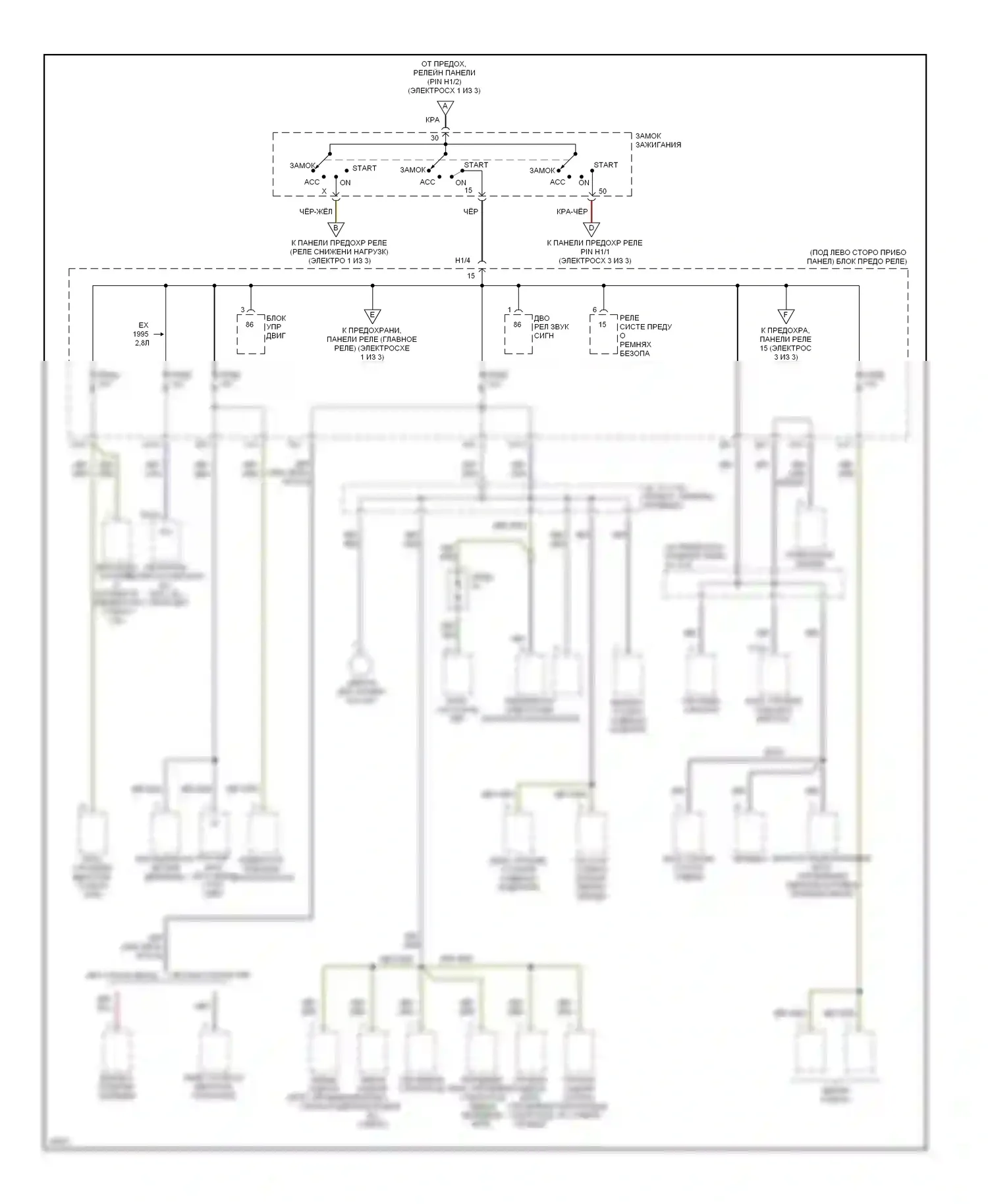 Jetta Volkswagen III (1992-1998): Электросхема блока предохранителей реле (2 из 3) 