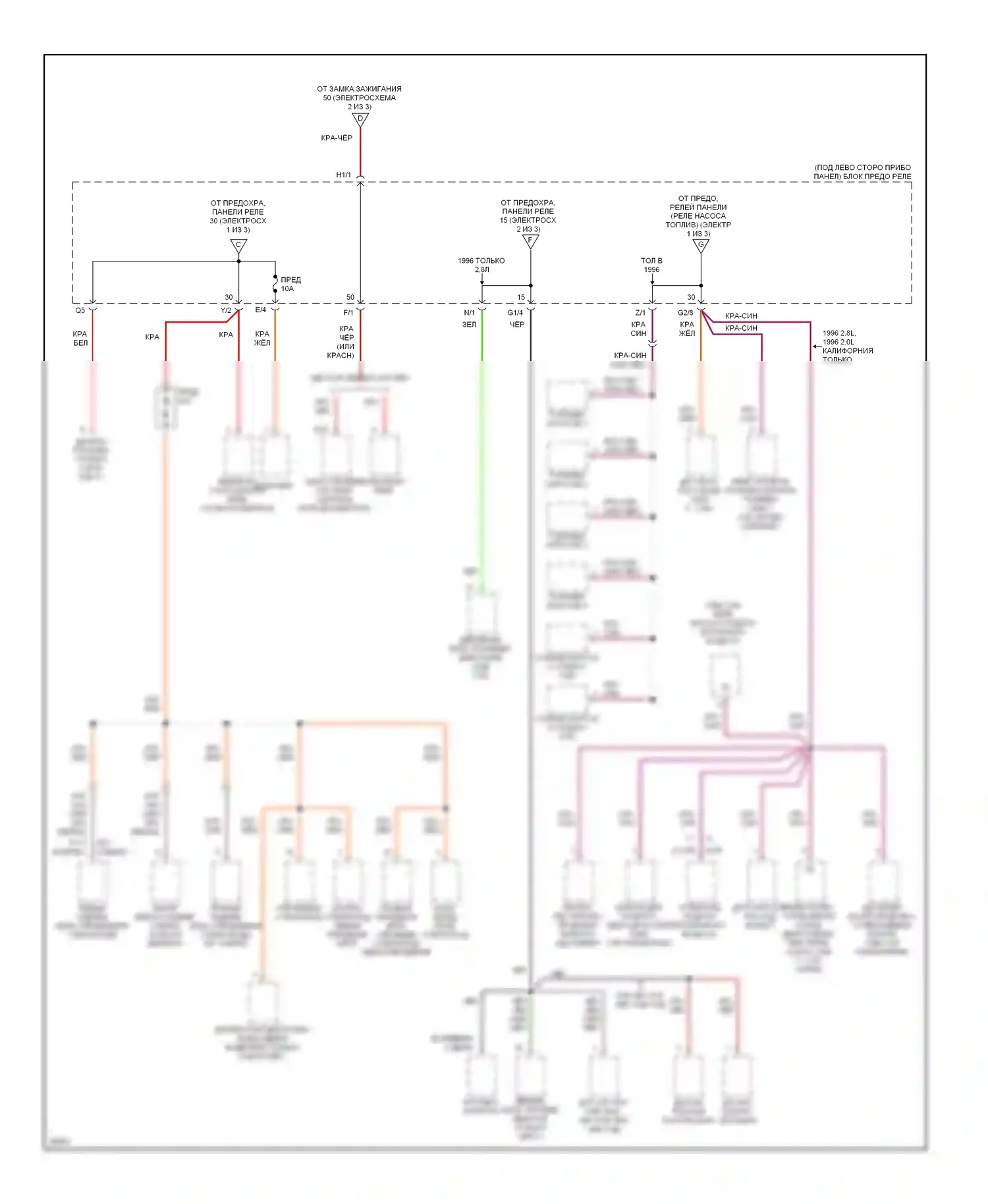 Jetta Volkswagen III (1992-1998): Электросхема блока предохранителей реле (3 из 3) 