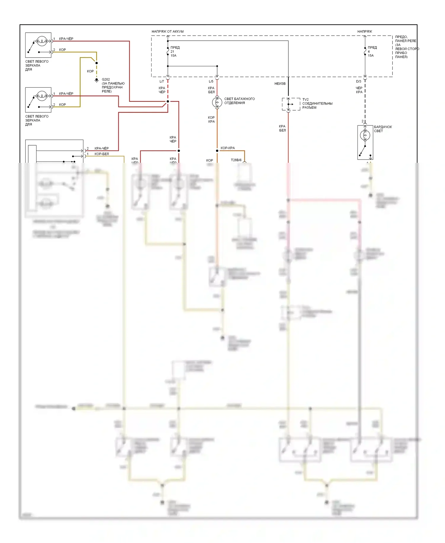 Jetta Volkswagen III (1992-1998): Электросхема освещения салона 