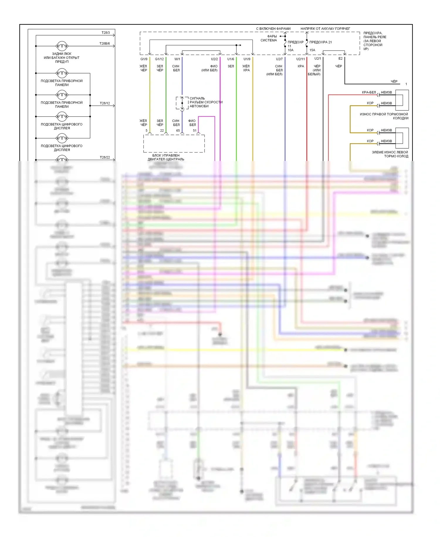 Jetta Volkswagen III (1992-1998): Электросхема приборной панели (1 из 2) 