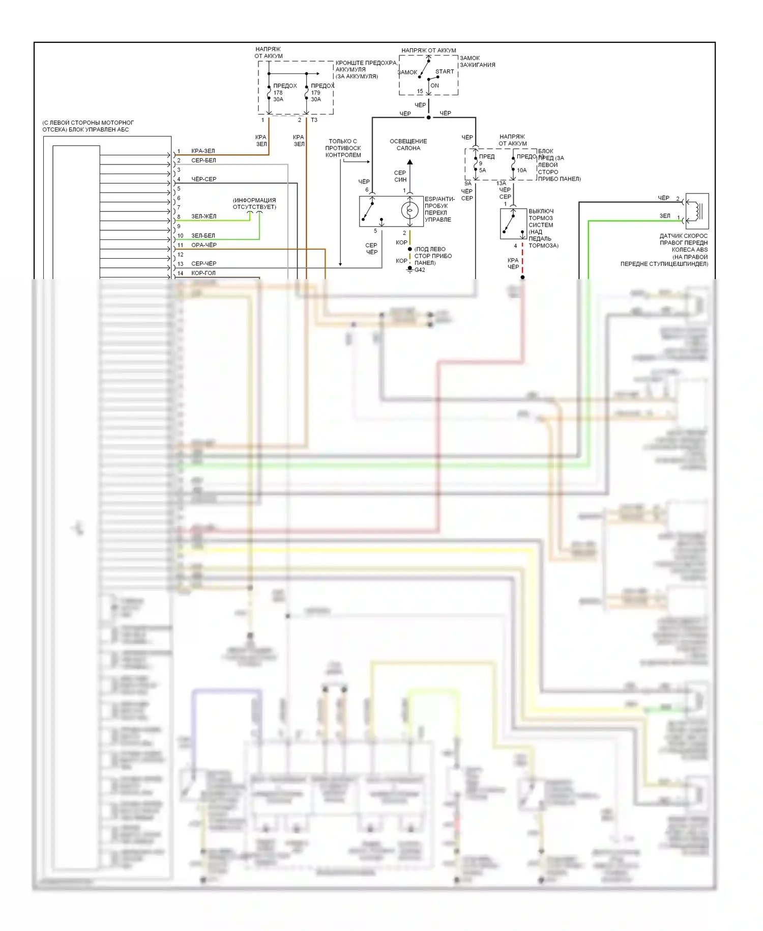 Jetta Volkswagen IV (1998-2005): Антиблокировочная система abs электросхема, без курсовых устойчивостей (esp) 