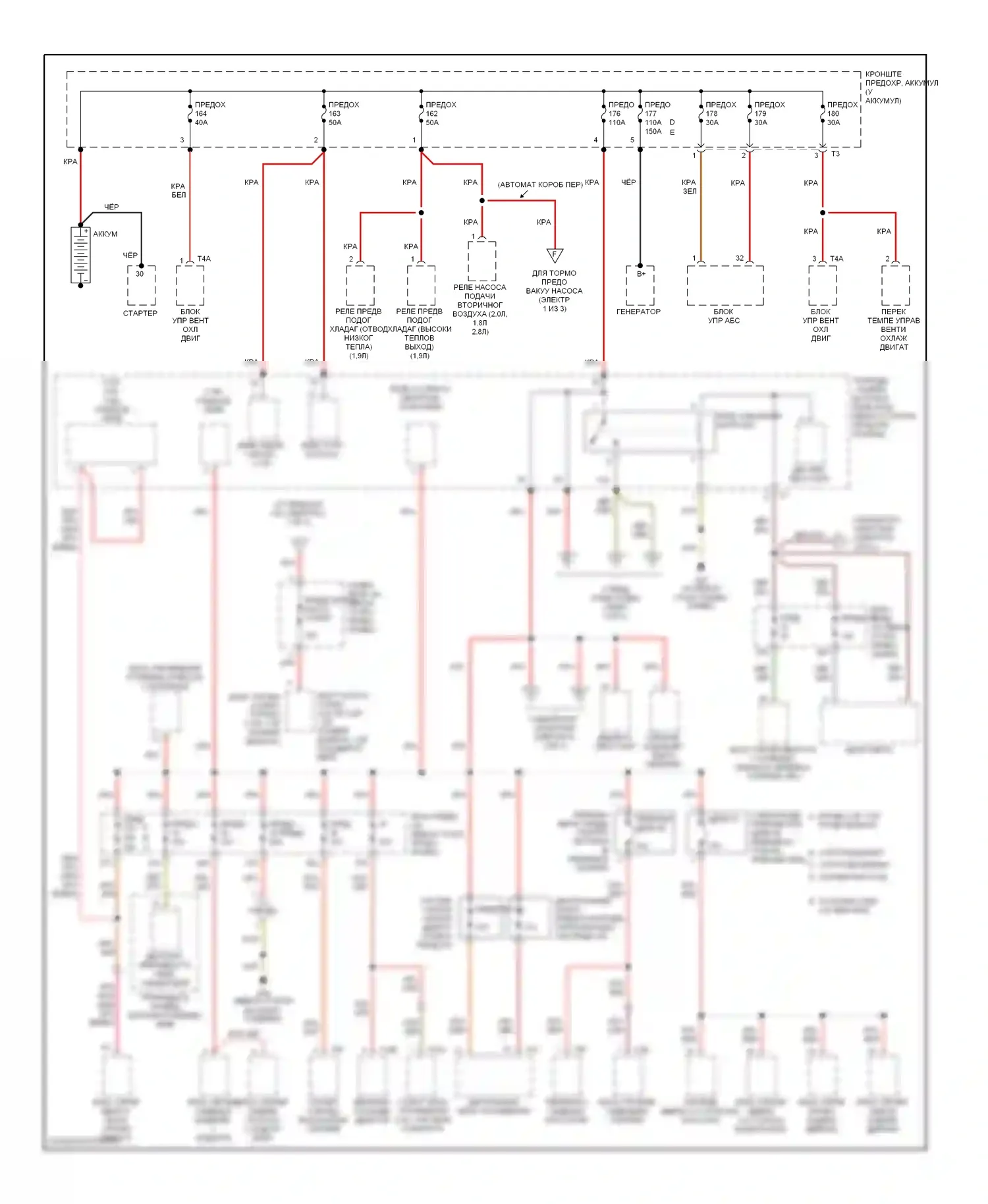 Jetta Volkswagen IV (1998-2005): Электросхема блока предохранителей реле (1 из 3) 