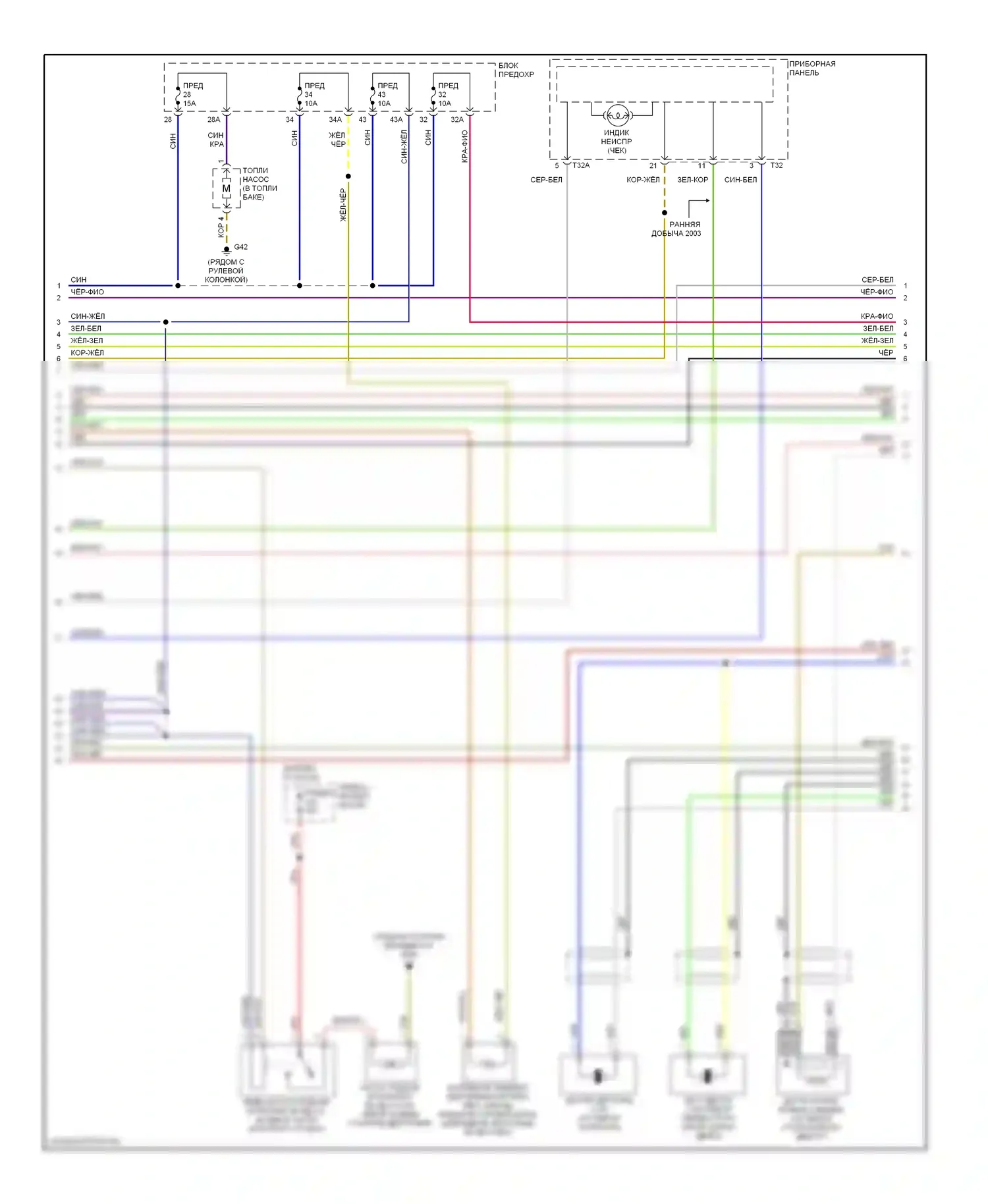 Jetta Volkswagen IV (1998-2005): Электросхема двигателя 2.0l, за исключением кода двигателя bbw (2 из 3) 
