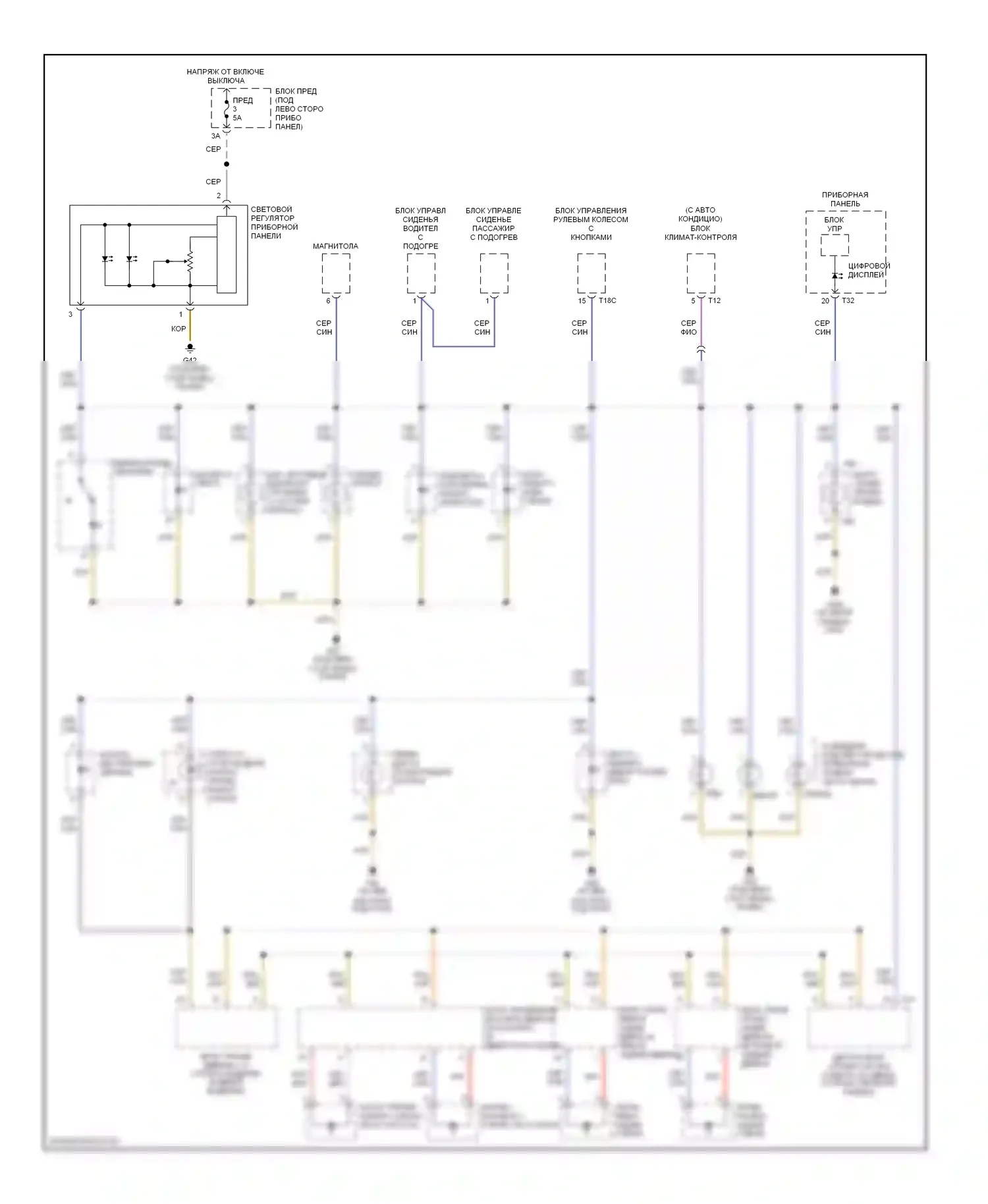 Jetta Volkswagen IV (1998-2005): Электросхема подсветки приборной панели 