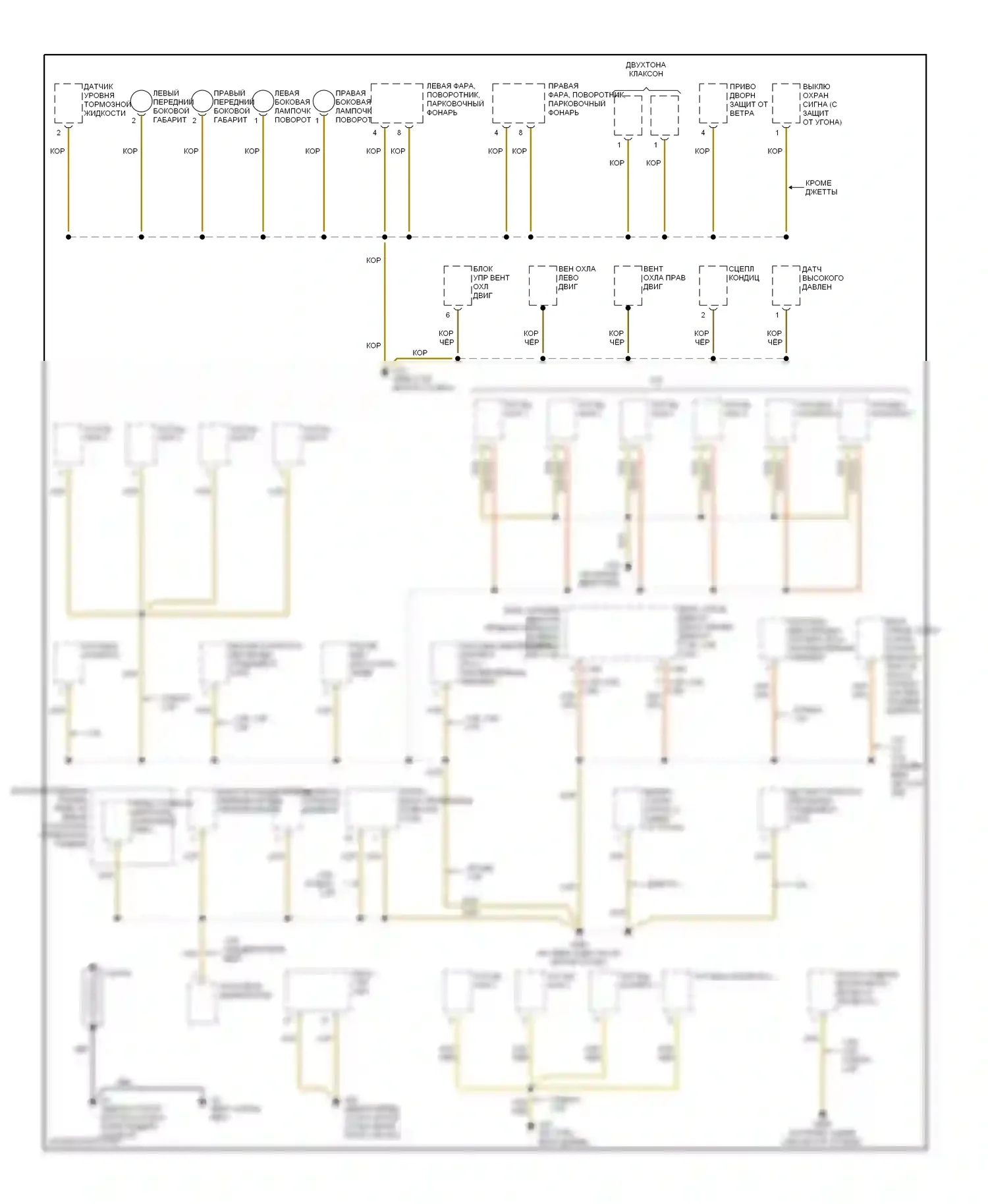 Jetta Volkswagen IV (1998-2005): Электросхема точек подключения масс (1 из 3) 