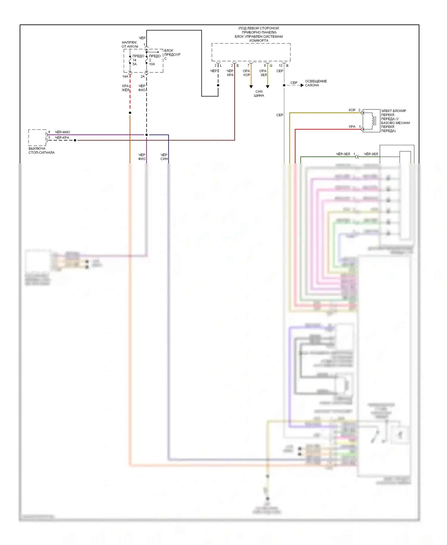 Jetta Volkswagen V (2005-2011): Электросхема блокировки селектора, с dsg 