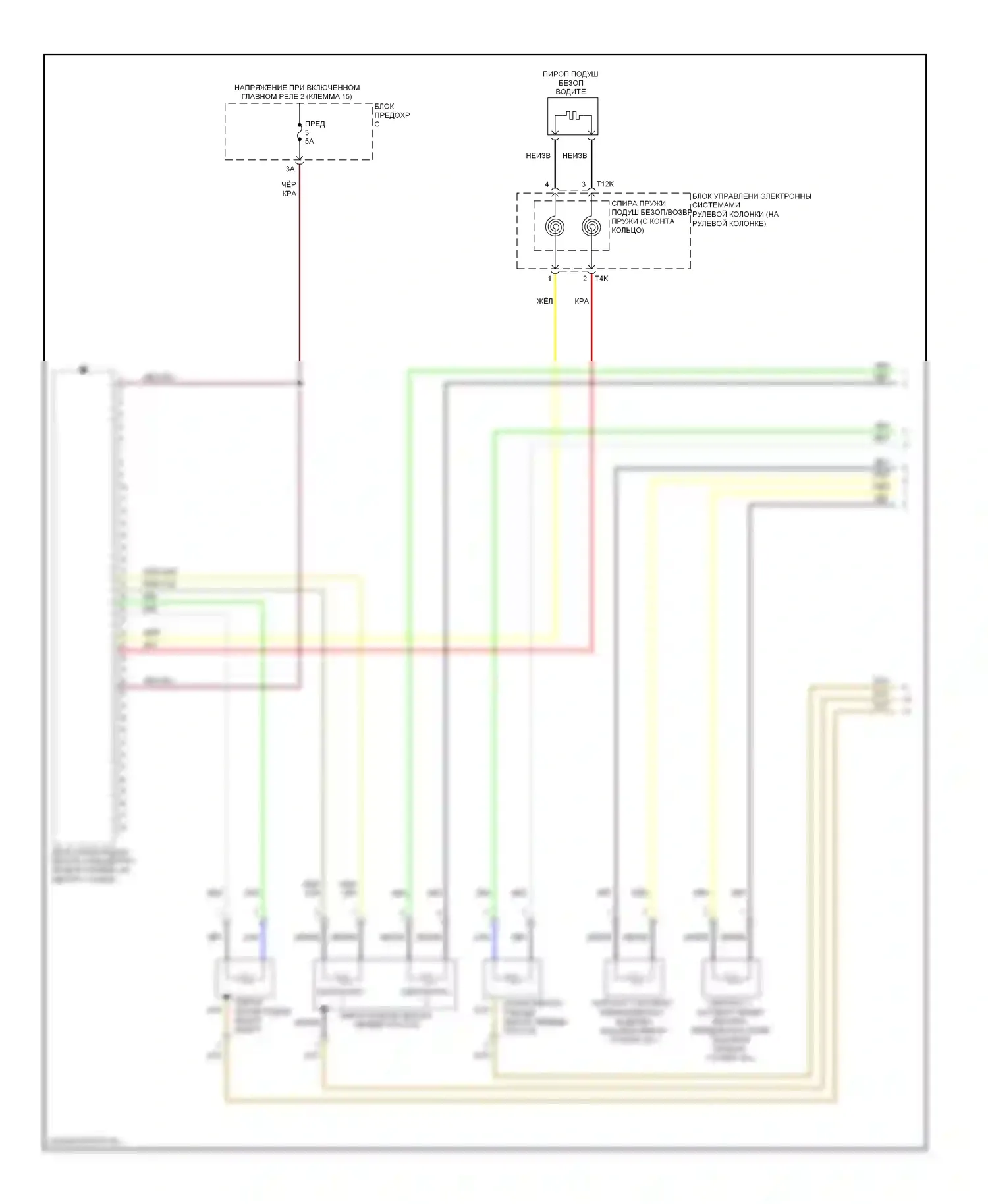 Jetta Volkswagen V (2005-2011): Электросхема подушек безопасности, канада без головной подушки безопасности (1 из 2) 