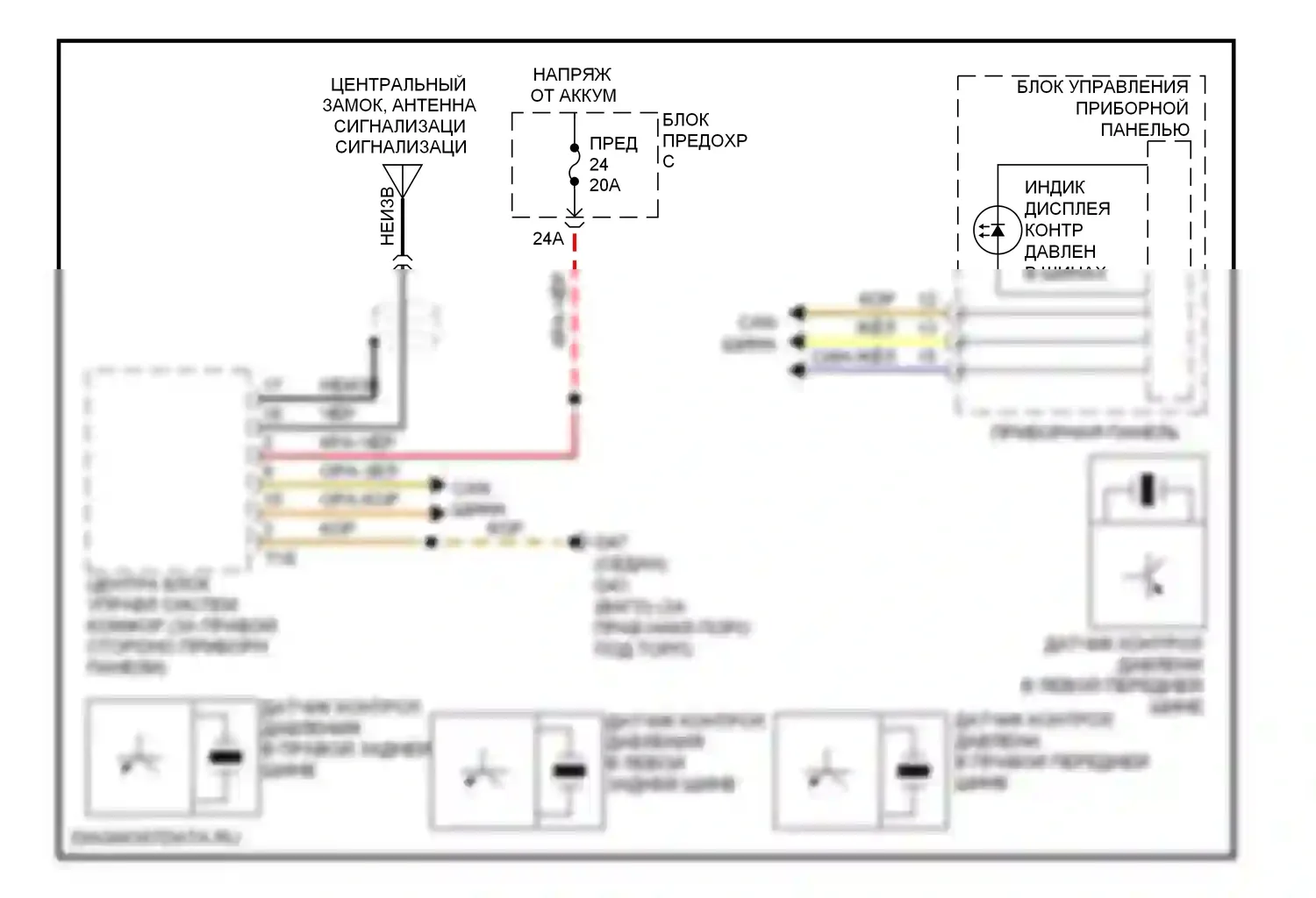 Jetta Volkswagen V (2005-2011): Электросхема контроля давления в шинах 