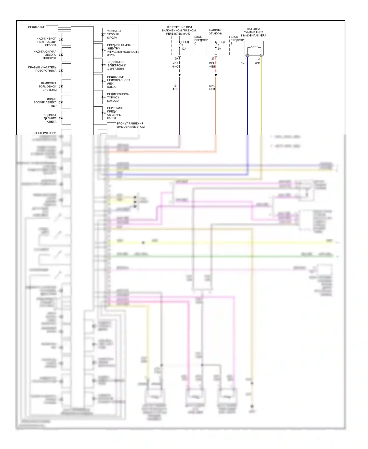 Jetta Volkswagen V (2005-2011): Электросхема приборной панели (1 из 2) 