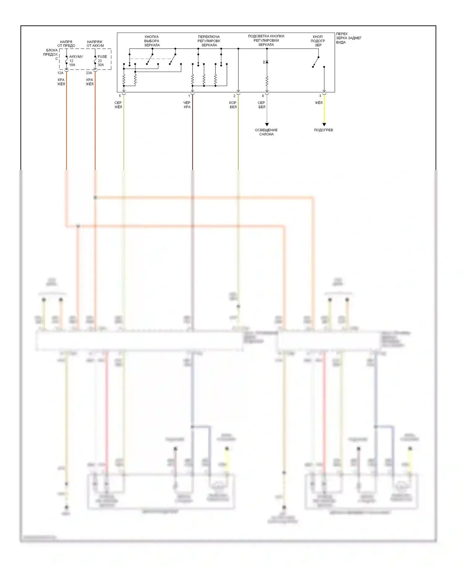 Jetta Volkswagen V (2005-2011): Электросхема управления зеркалами заднего вида 