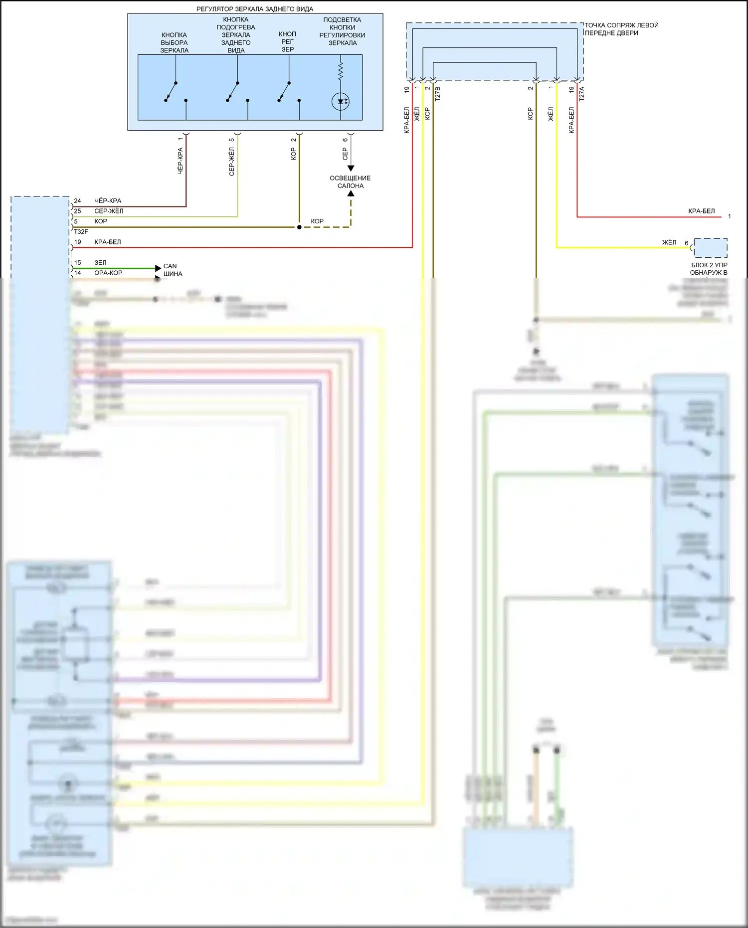 Jetta Volkswagen VII рестайлинг (2021-2024): Электросхема памяти зеркал (1 из 2) 