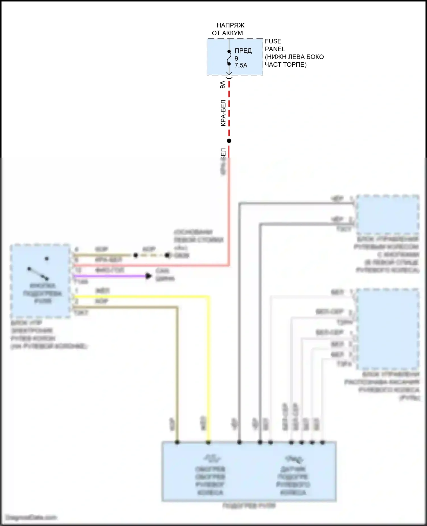Jetta Volkswagen VII рестайлинг (2021-2024): Электросхема рулевого колеса с подогревом 