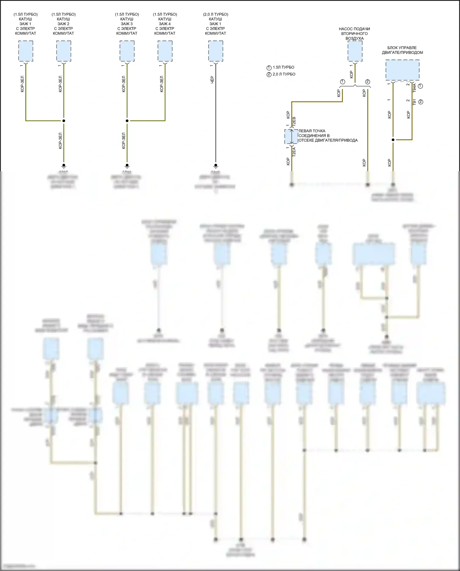 Jetta Volkswagen VII рестайлинг (2021-2024): Электросхема точек подключения масс (2 из 5) 