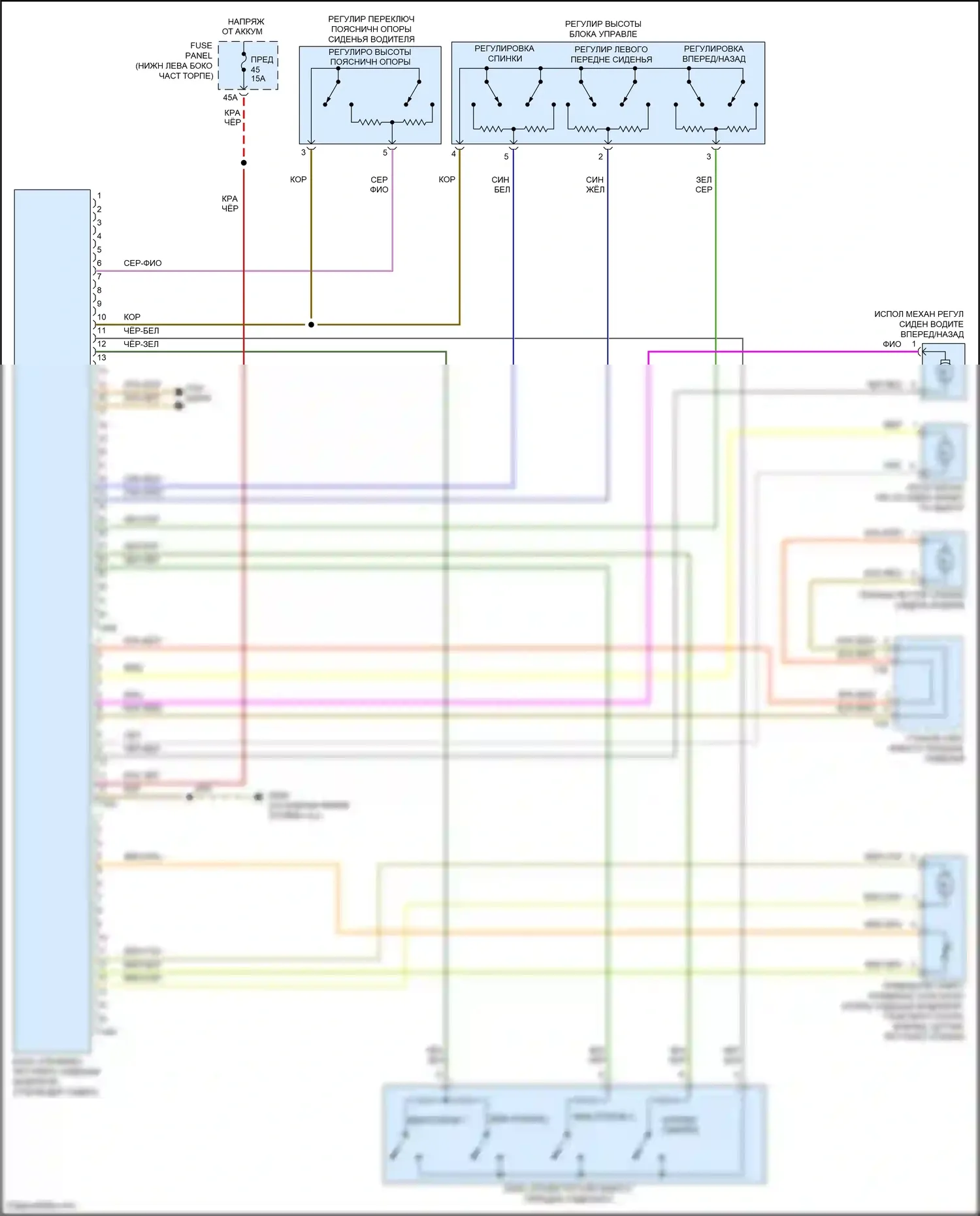 Jetta Volkswagen VII (2018-2021): Электросхема сиденья памяти водителя 