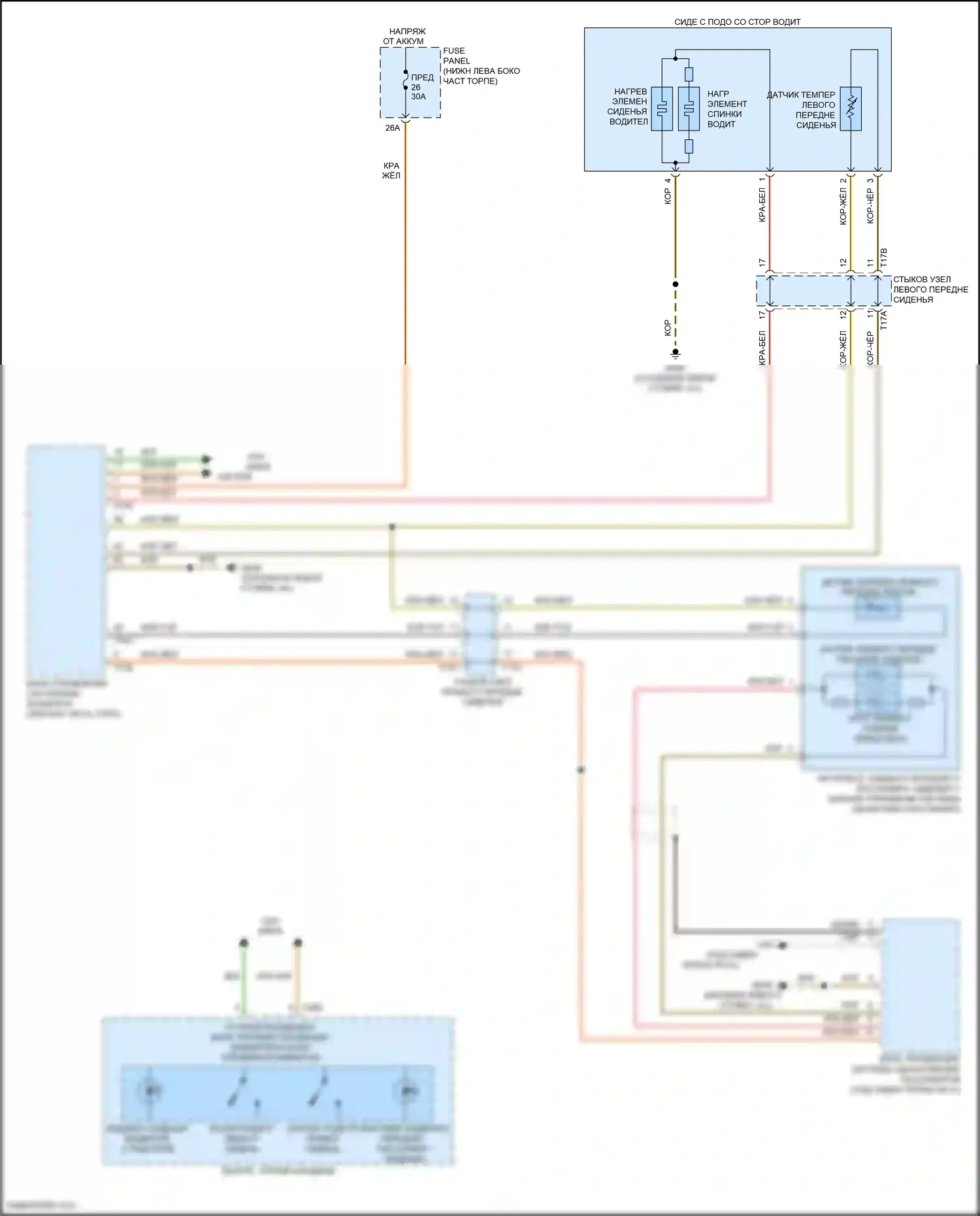 Jetta Volkswagen VII (2018-2021): Электросхема передних обогреваемых сидений 