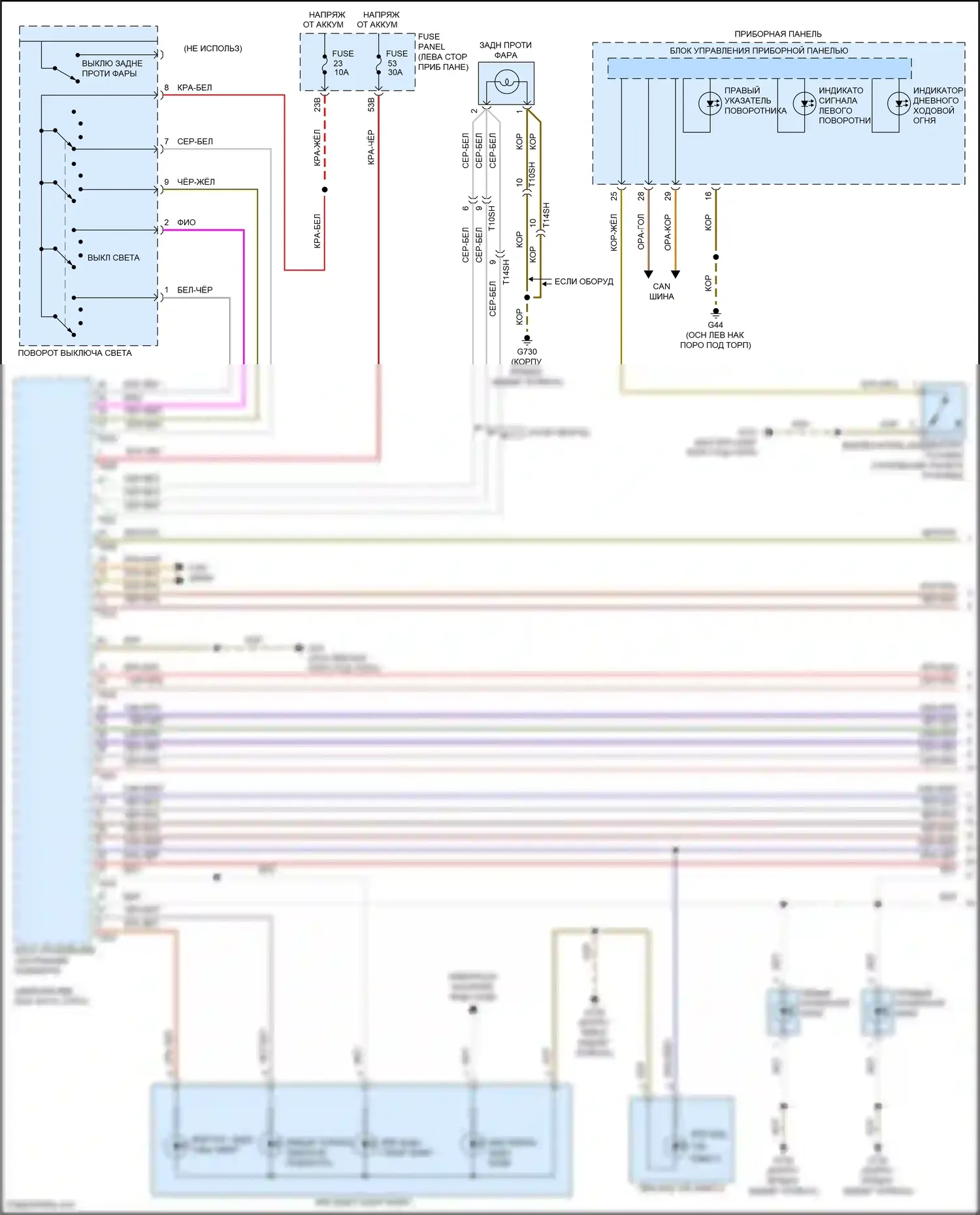 Passat (North America) Volkswagen I рестайлинг (2015-2019): Электросхема фар и фонарей, со светодиодными фарами (1 из 3) 