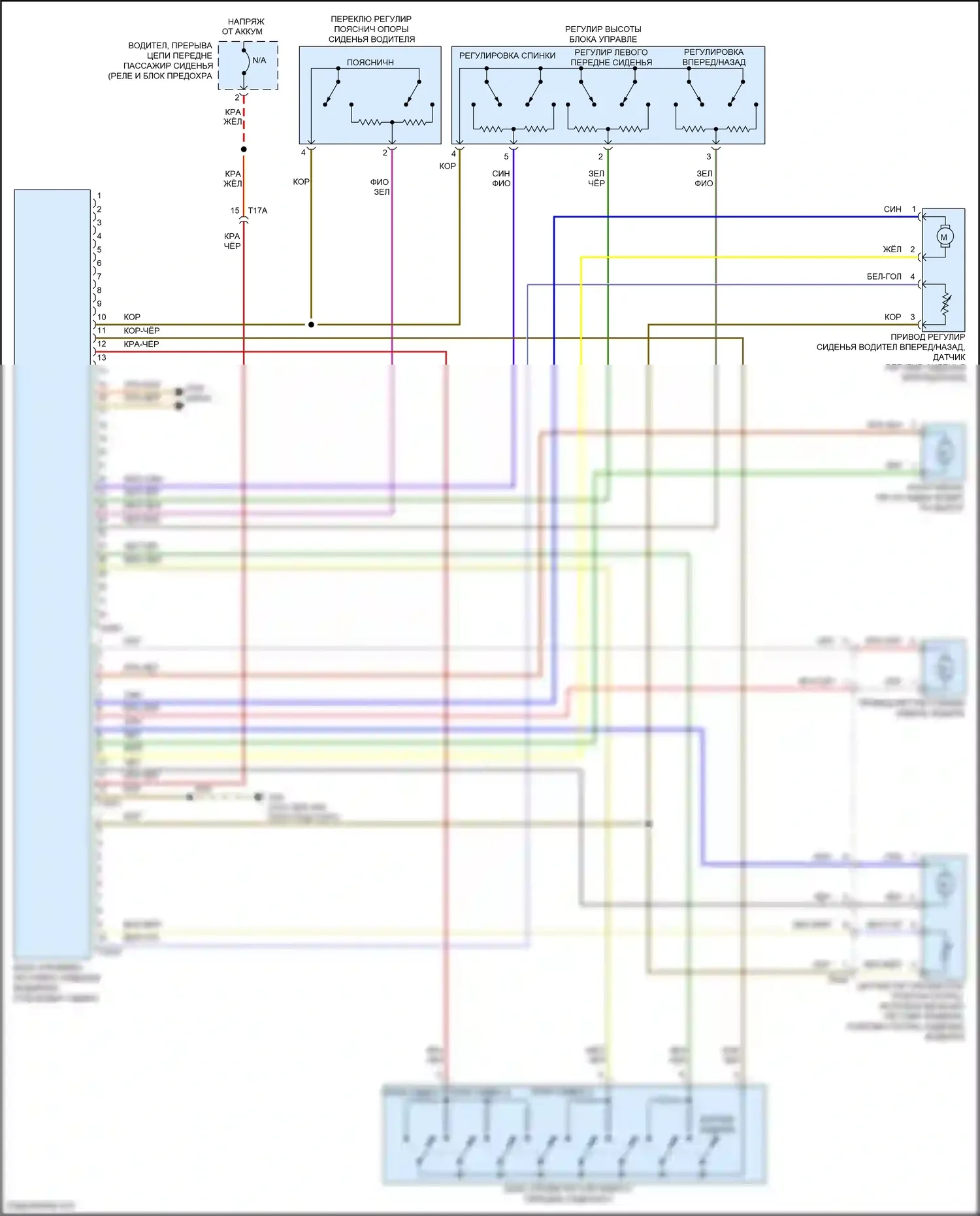 Passat (North America) Volkswagen I рестайлинг (2015-2019): Электросхема сиденья памяти водителя 