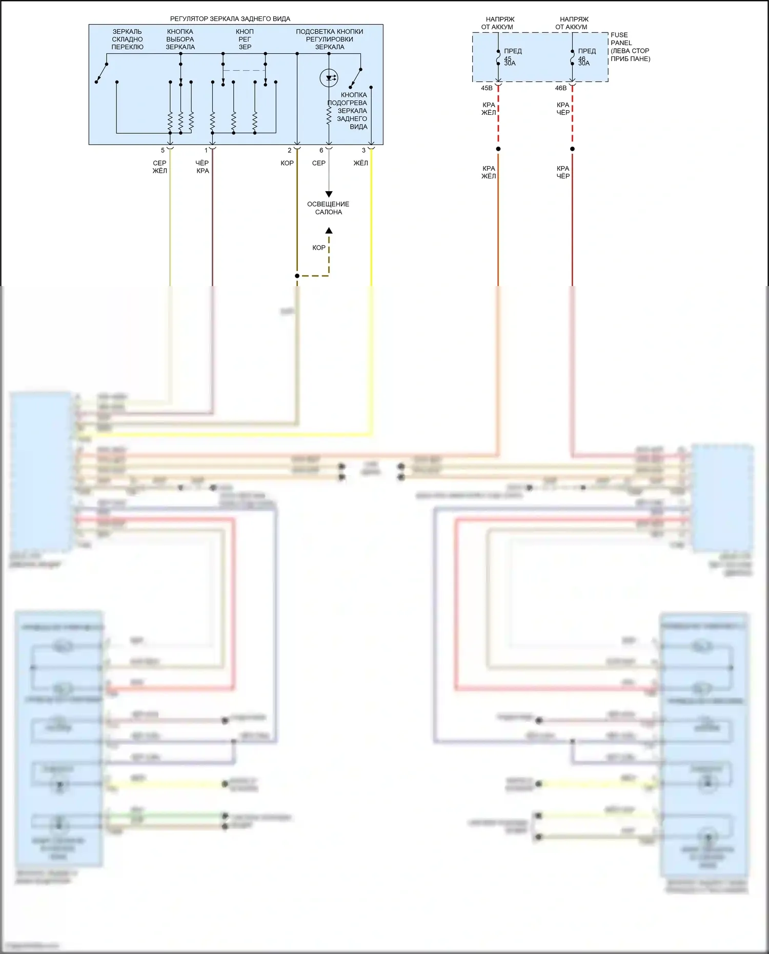 Passat (North America) Volkswagen I рестайлинг (2015-2019): Электросхема управления зеркалами заднего вида 