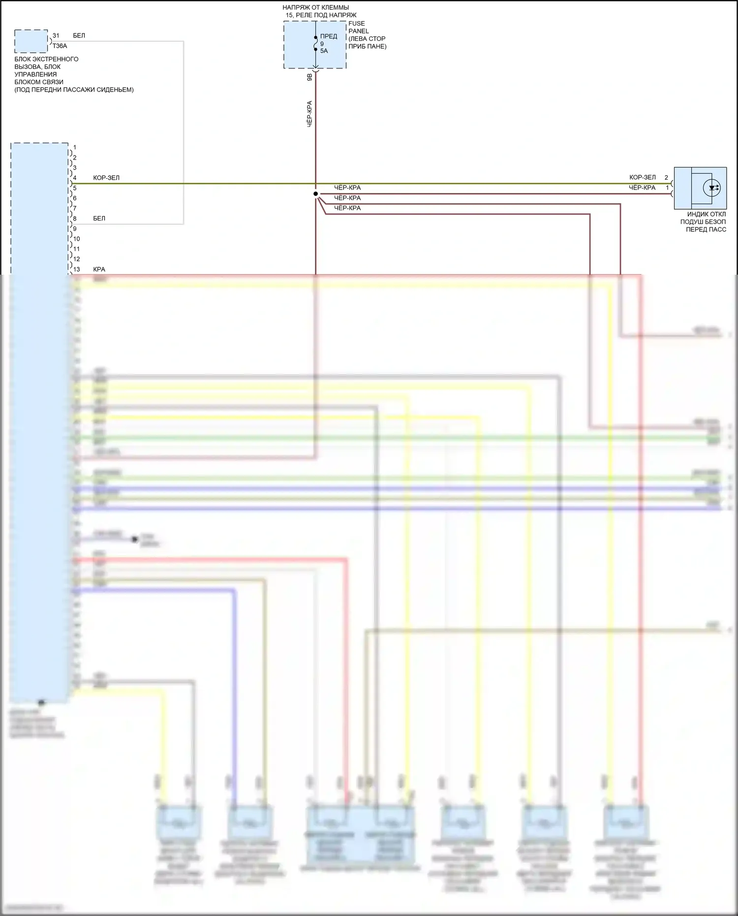 Passat (North America) Volkswagen II (2019-2022): Электросхема подушек безопасности (1 из 3) 
