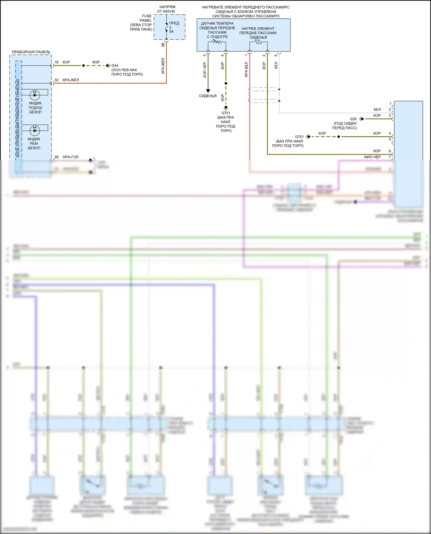 Passat (North America) Volkswagen II (2019-2022): Электросхема подушек безопасности (2 из 3) 