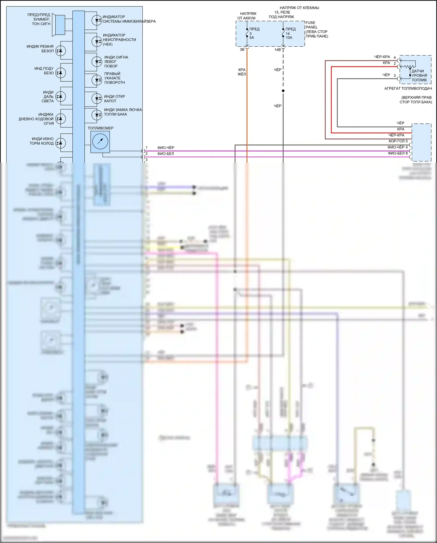 Passat (North America) Volkswagen II (2019-2022): Электросхема приборной панели (1 из 2) 