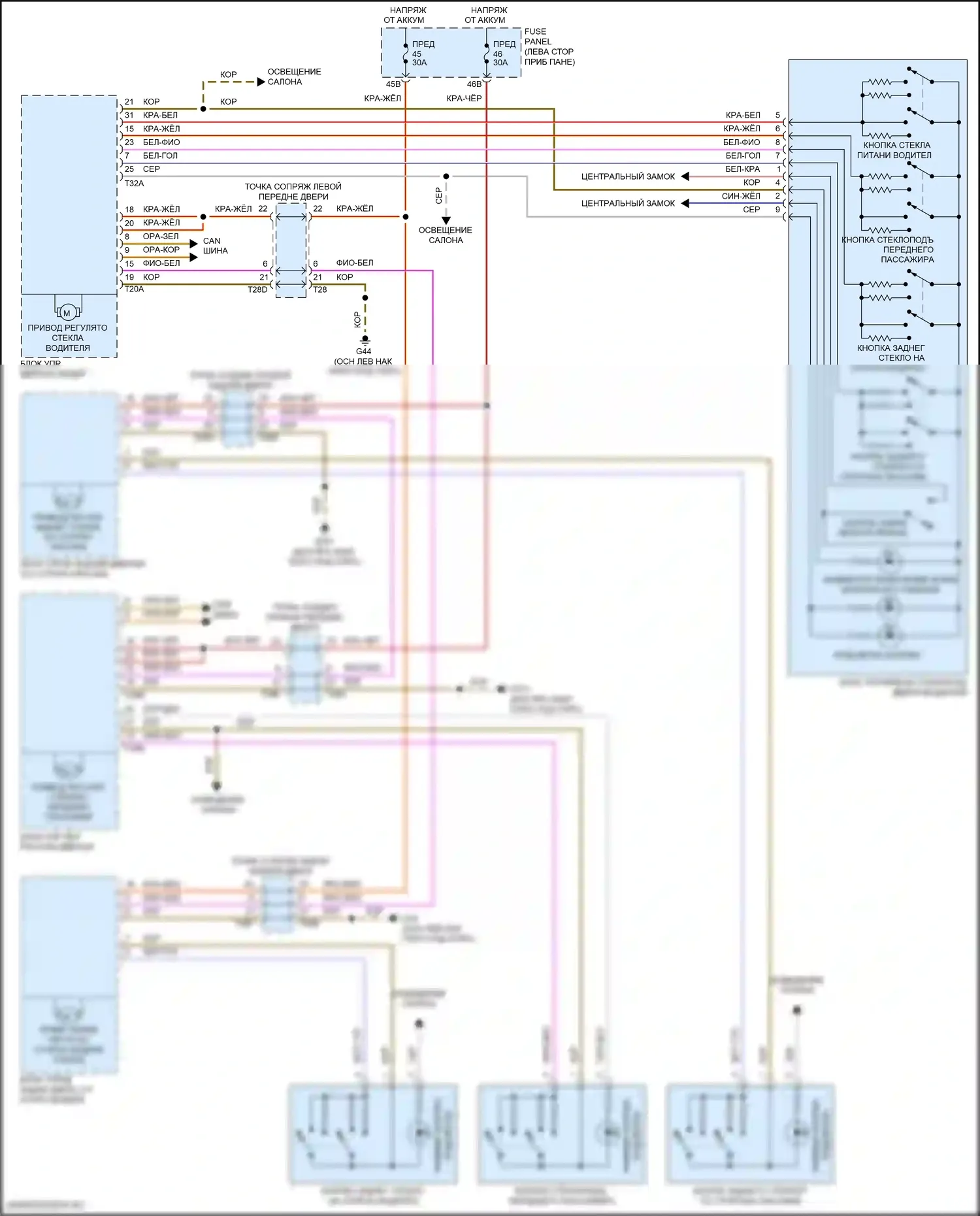Passat (North America) Volkswagen II (2019-2022): Стеклоподъемники электросхема 
