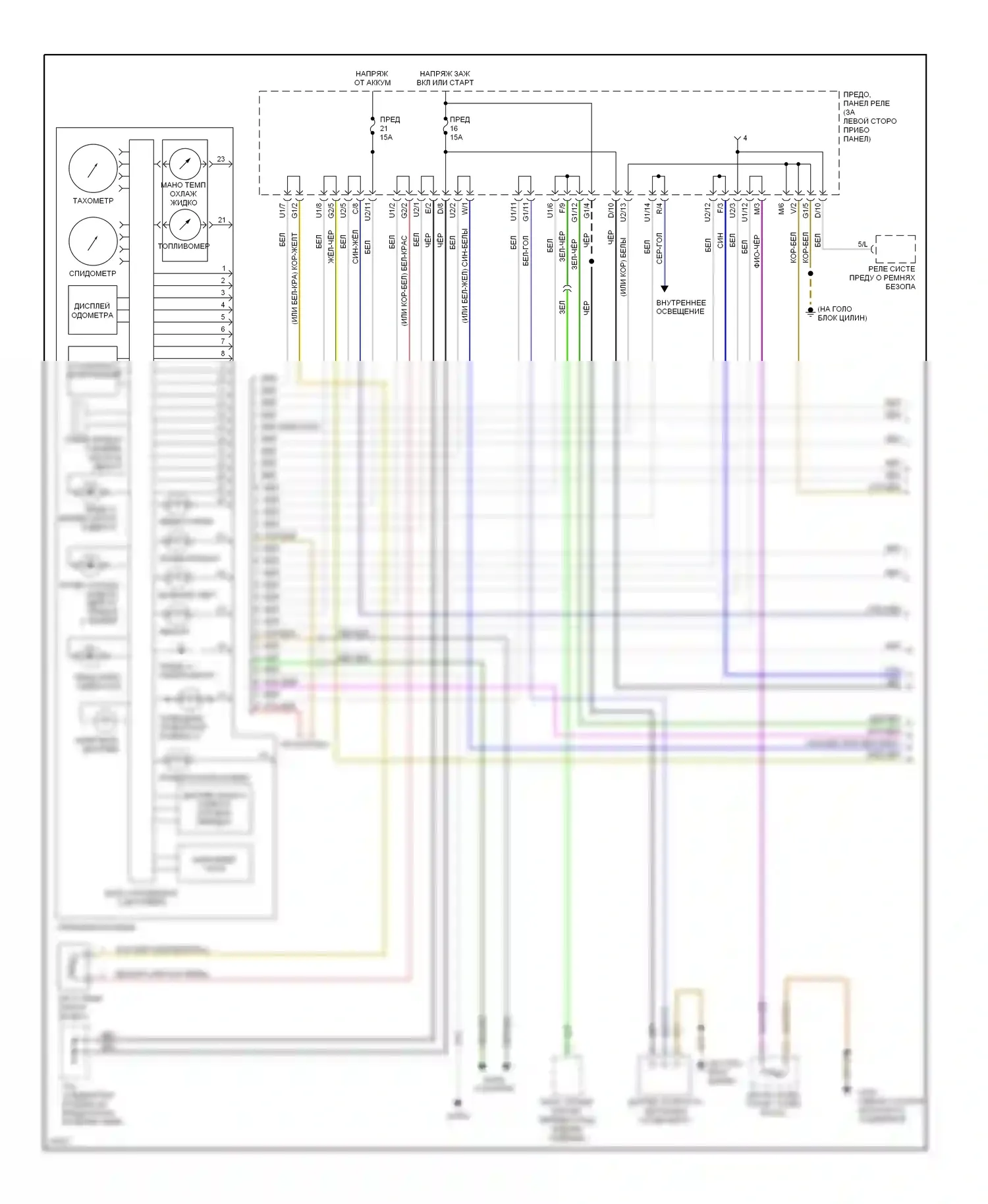 Passat Volkswagen B4 (1993-1997): Электросхема приборной панели (1995-96 электросхема 1 из 2) 