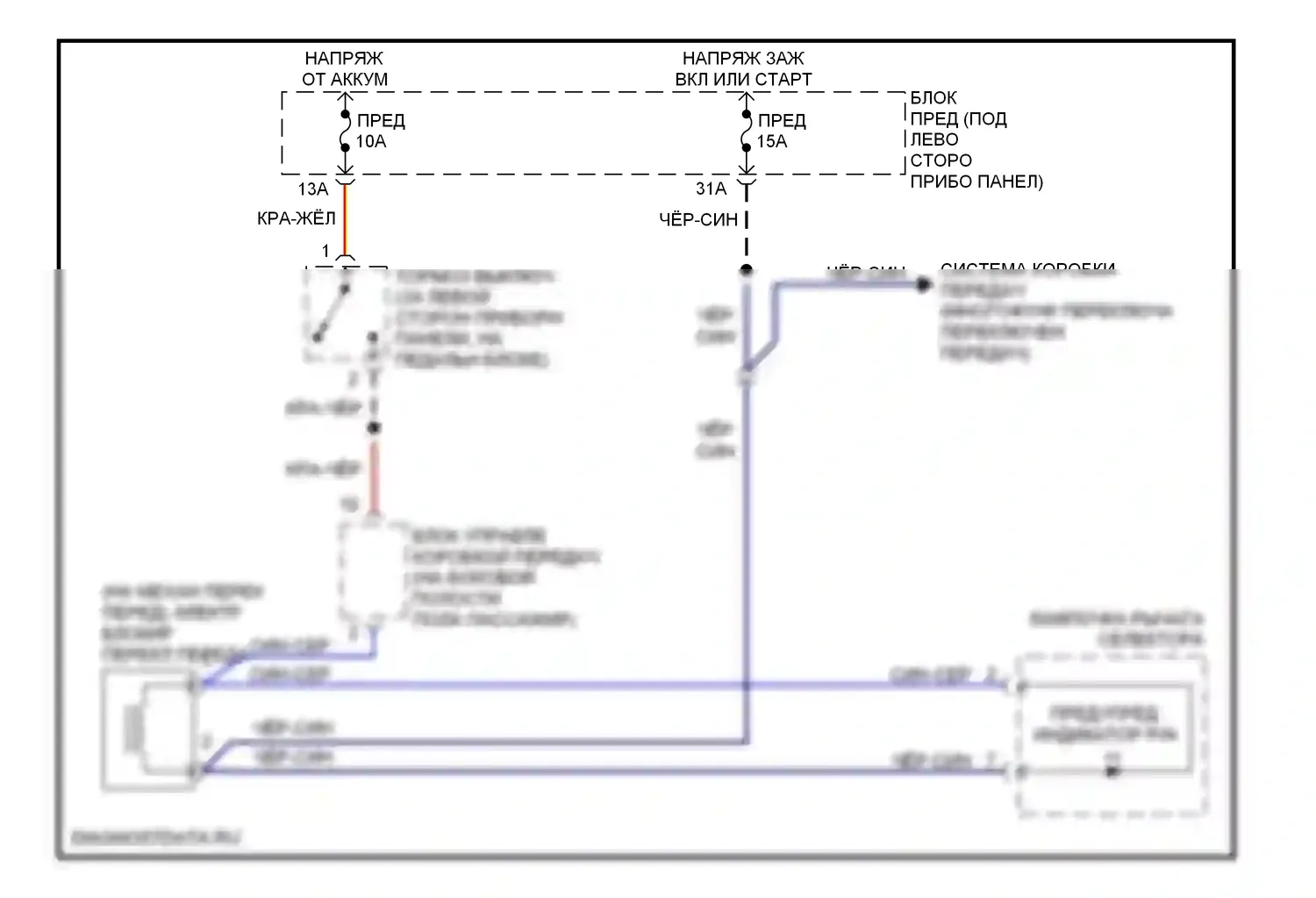 Passat Volkswagen B5 рестайлинг (2000-2005): Электросхема блокировки селектора 