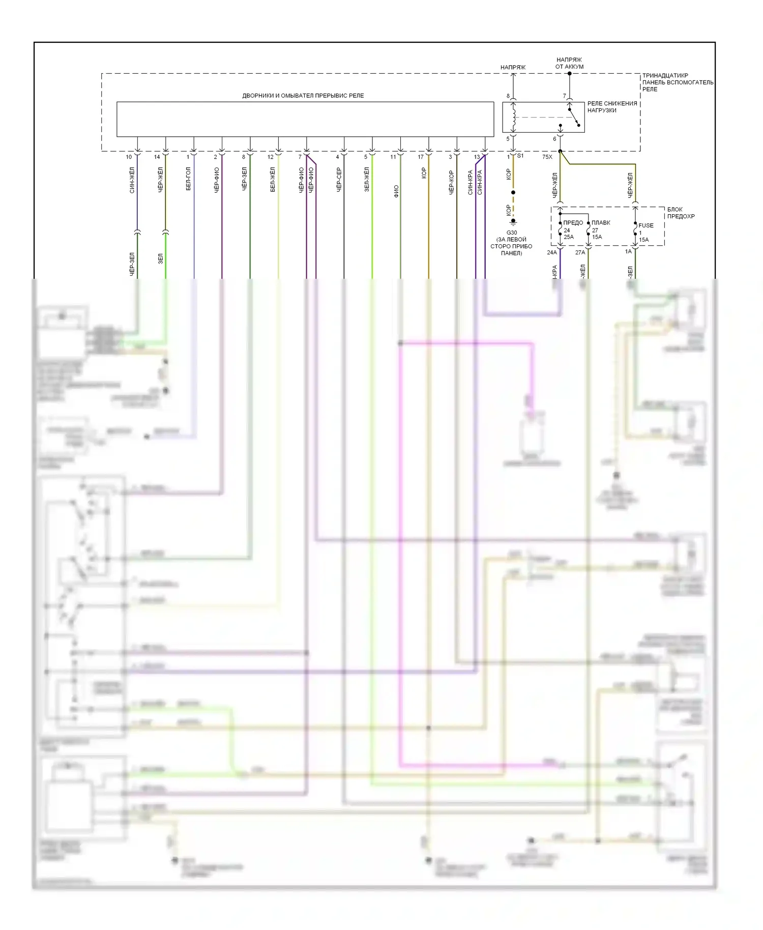 Passat Volkswagen B5 рестайлинг (2000-2005): Дворники и омыватели электросхема 