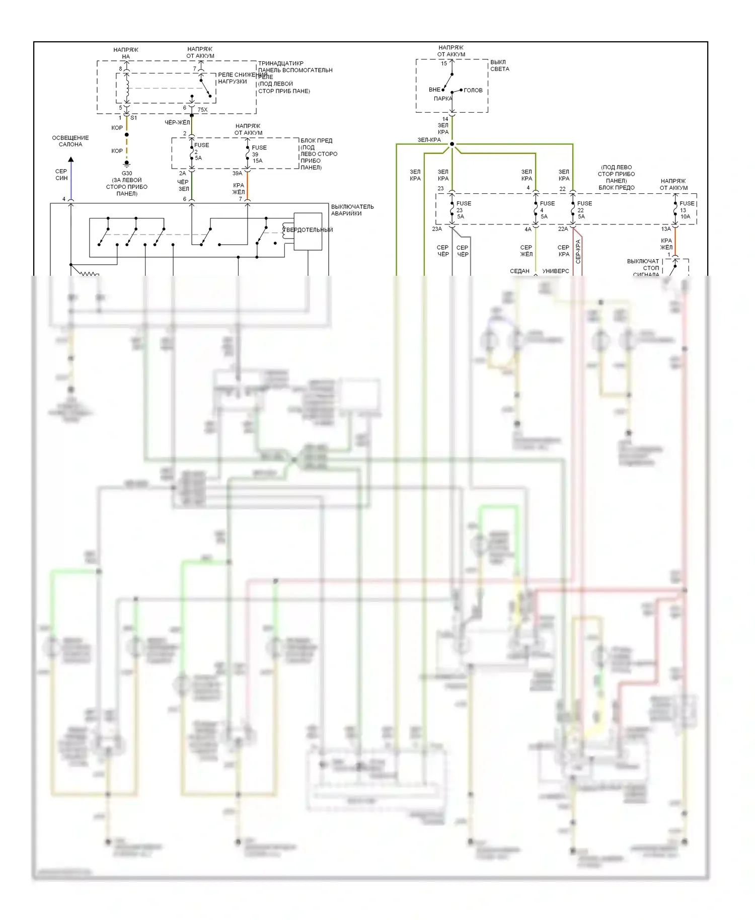 Passat Volkswagen B5 рестайлинг (2000-2005): Электросхема фар и фонарей 