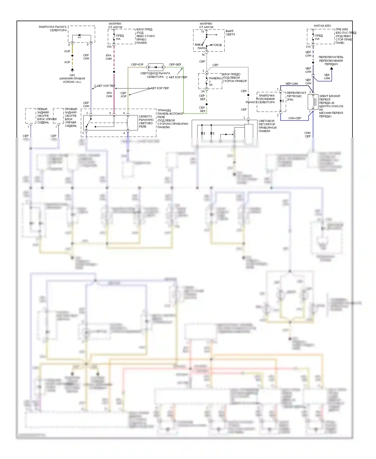 Passat Volkswagen B5 рестайлинг (2000-2005): Электросхема подсветки приборной панели 