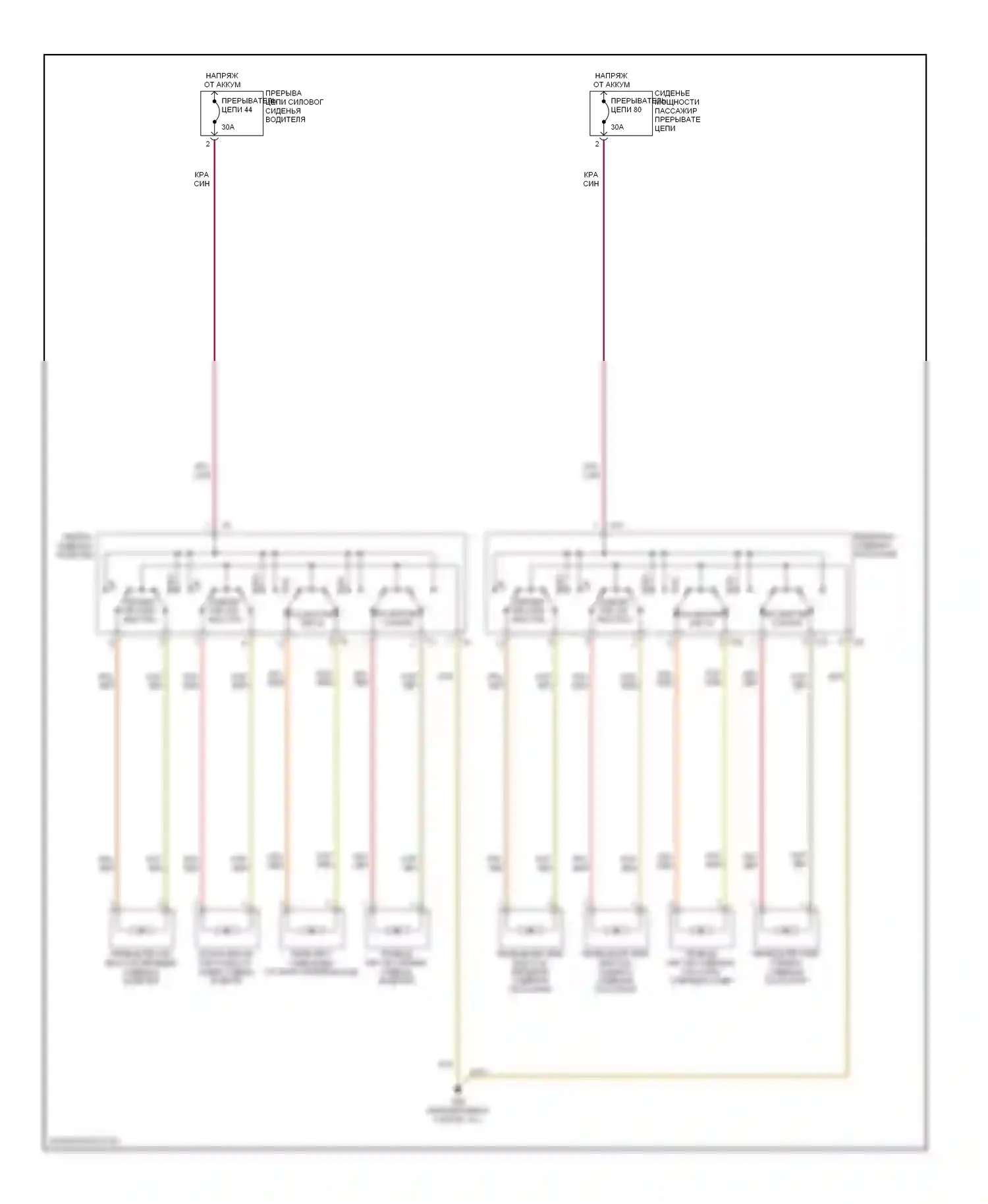 Passat Volkswagen B5 рестайлинг (2000-2005): Электросхема сидений 