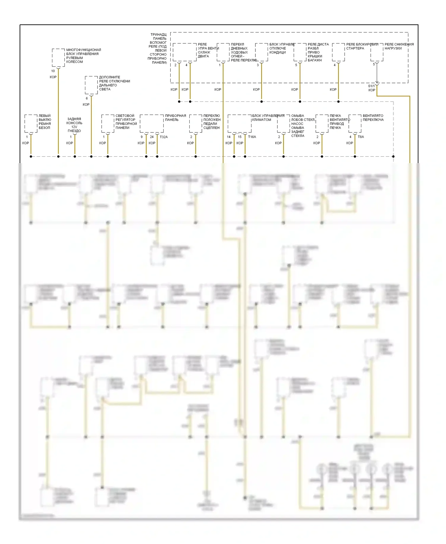 Passat Volkswagen B5 рестайлинг (2000-2005): Электросхема точек подключения масс (2 из 5) 