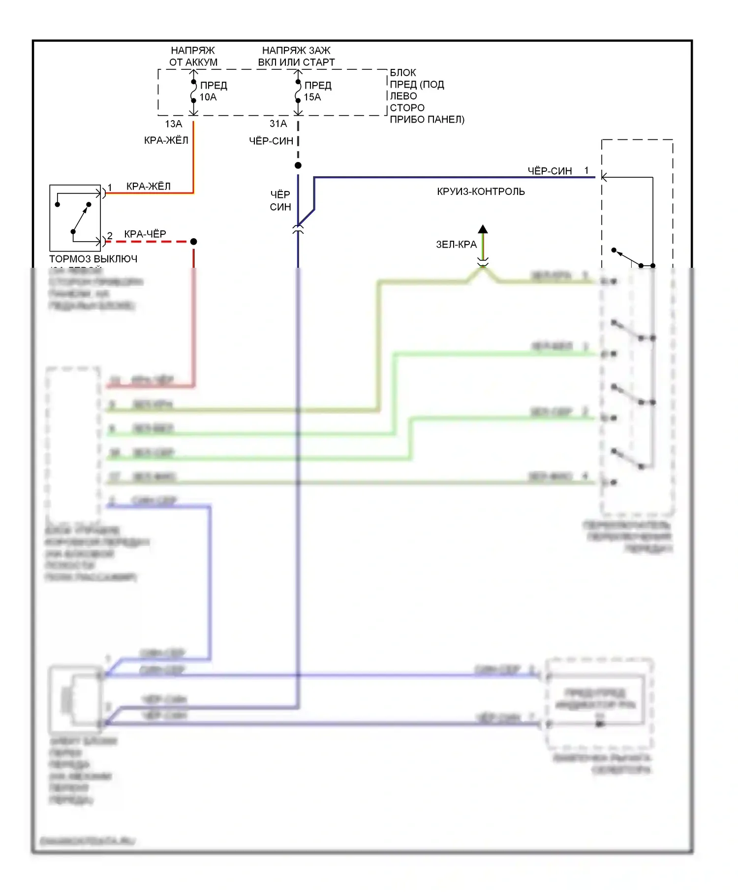 Passat Volkswagen B5 (1996-2001): Электросхема блокировки селектора 