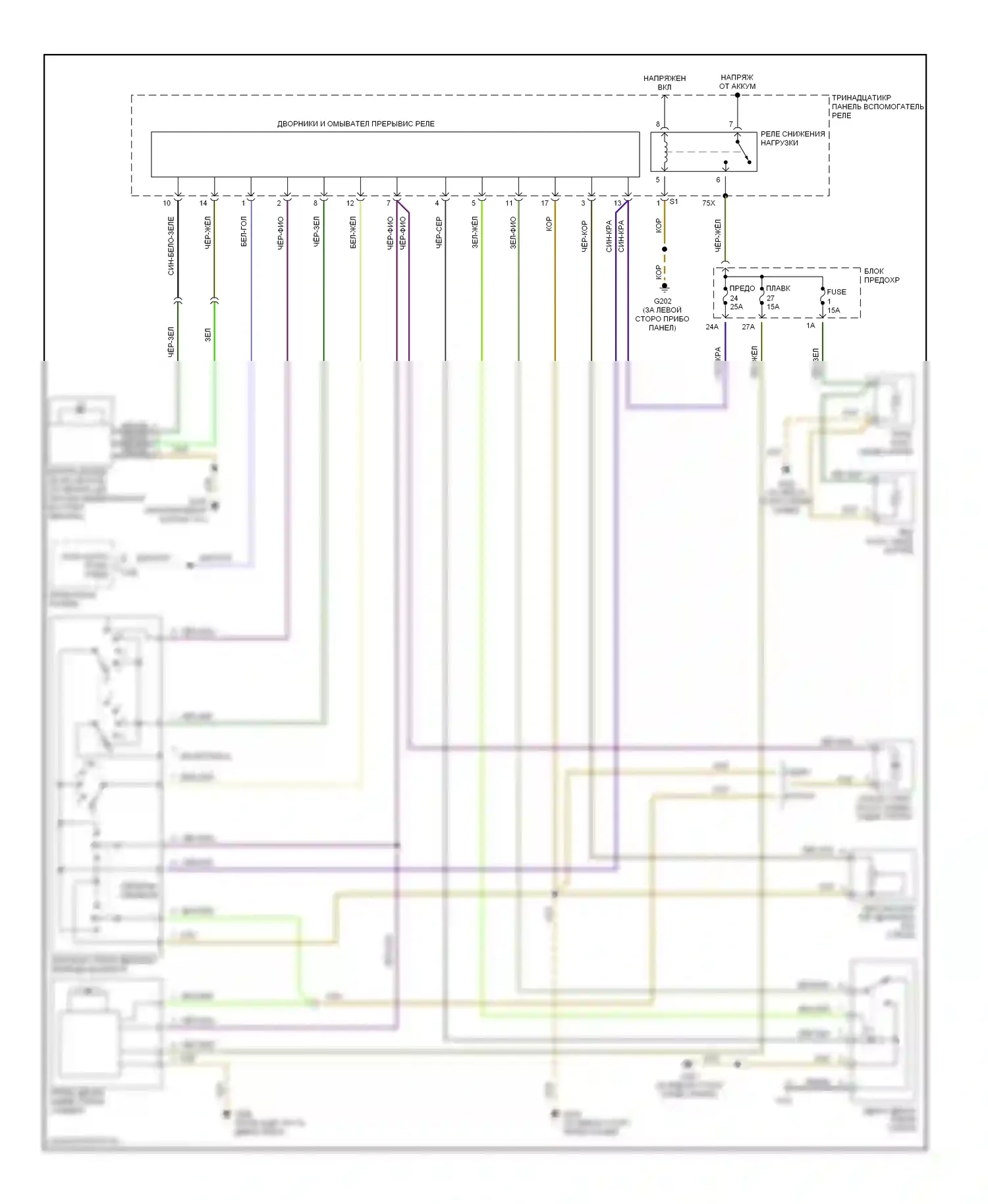 Passat Volkswagen B5 (1996-2001): Дворники и омыватели электросхема 