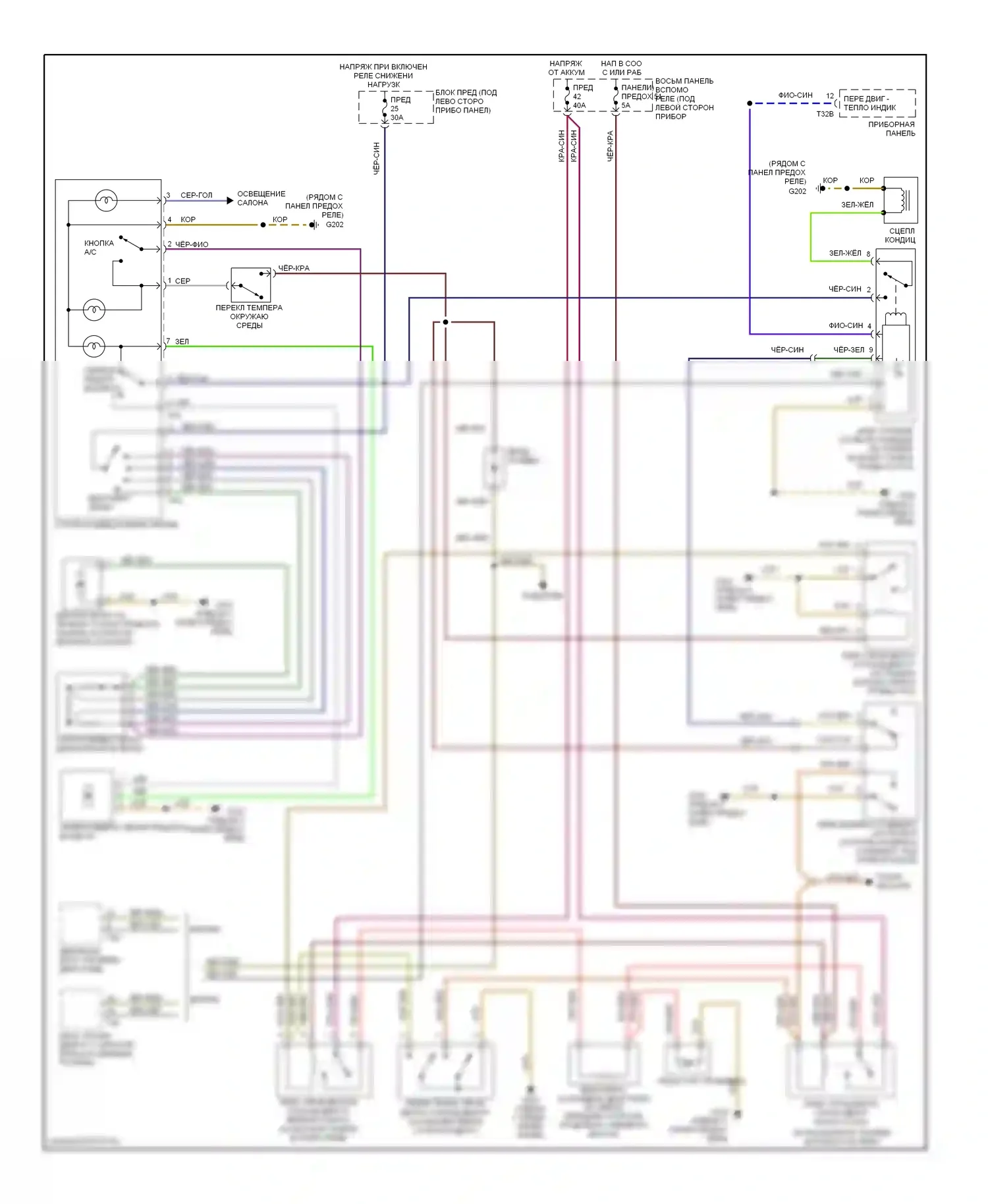 Passat Volkswagen B5 (1996-2001): Электросхема ручного кондиционера 