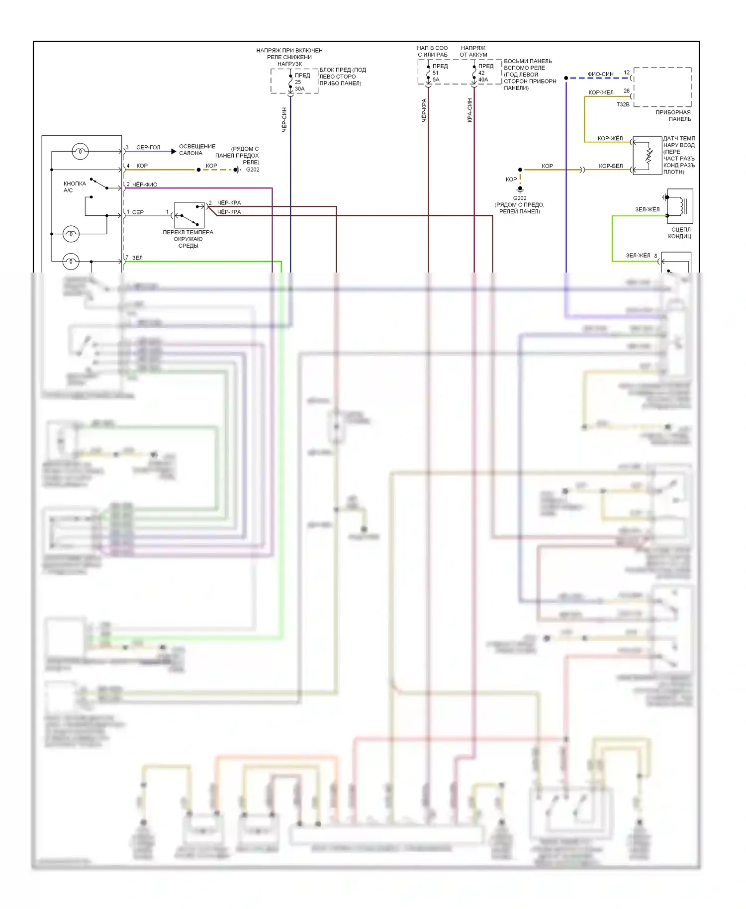 Passat Volkswagen B5 (1996-2001): Электросхема ручного кондиционера 