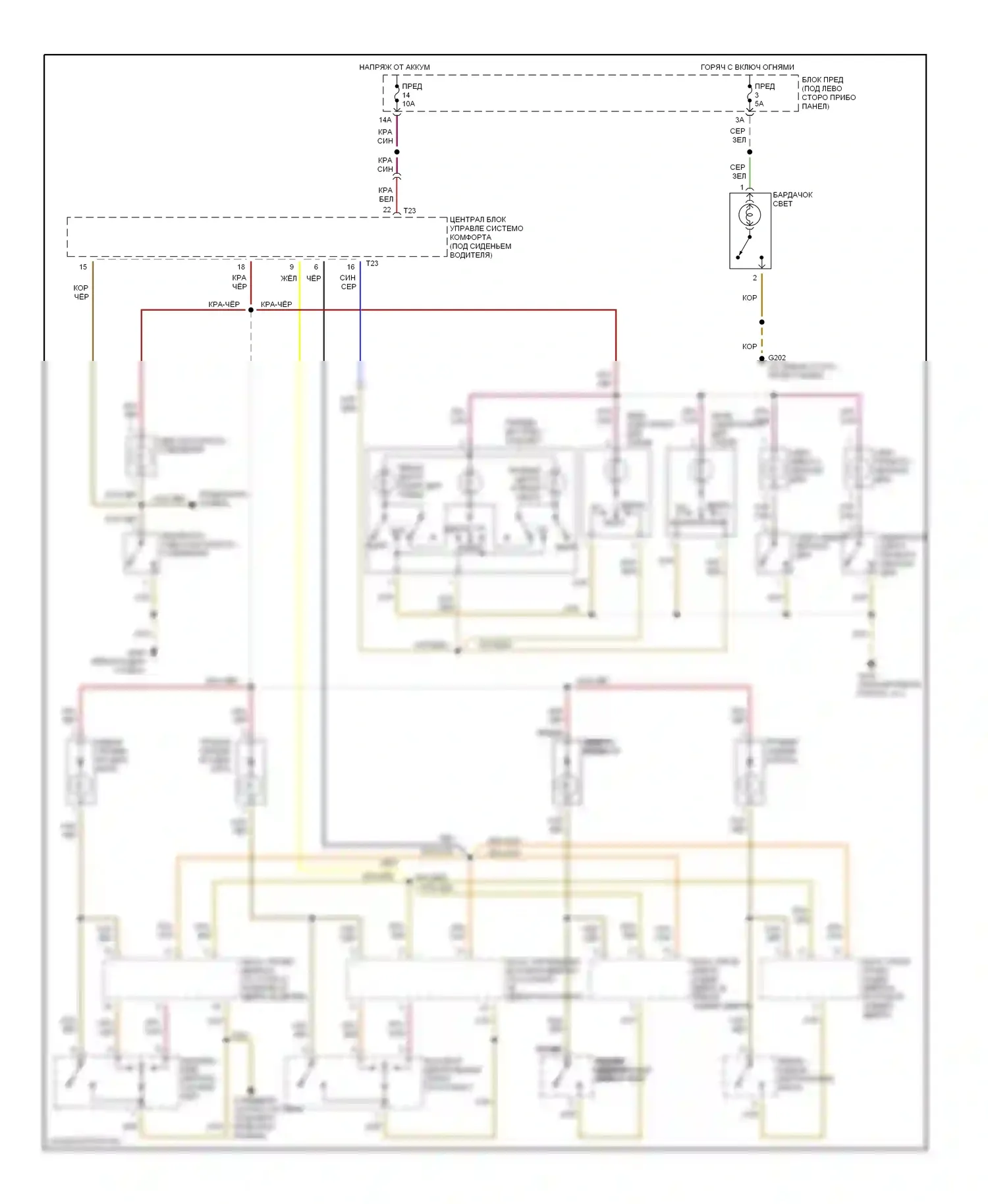 Passat Volkswagen B5 (1996-2001): Электросхема освещения салона 