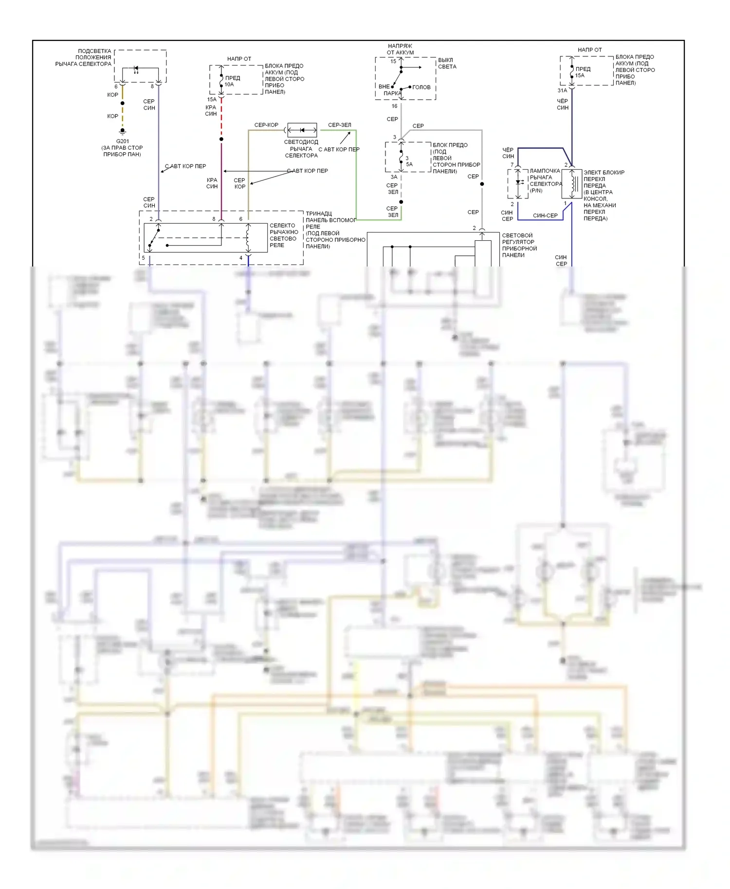 Passat Volkswagen B5 (1996-2001): Электросхема подсветки приборной панели 