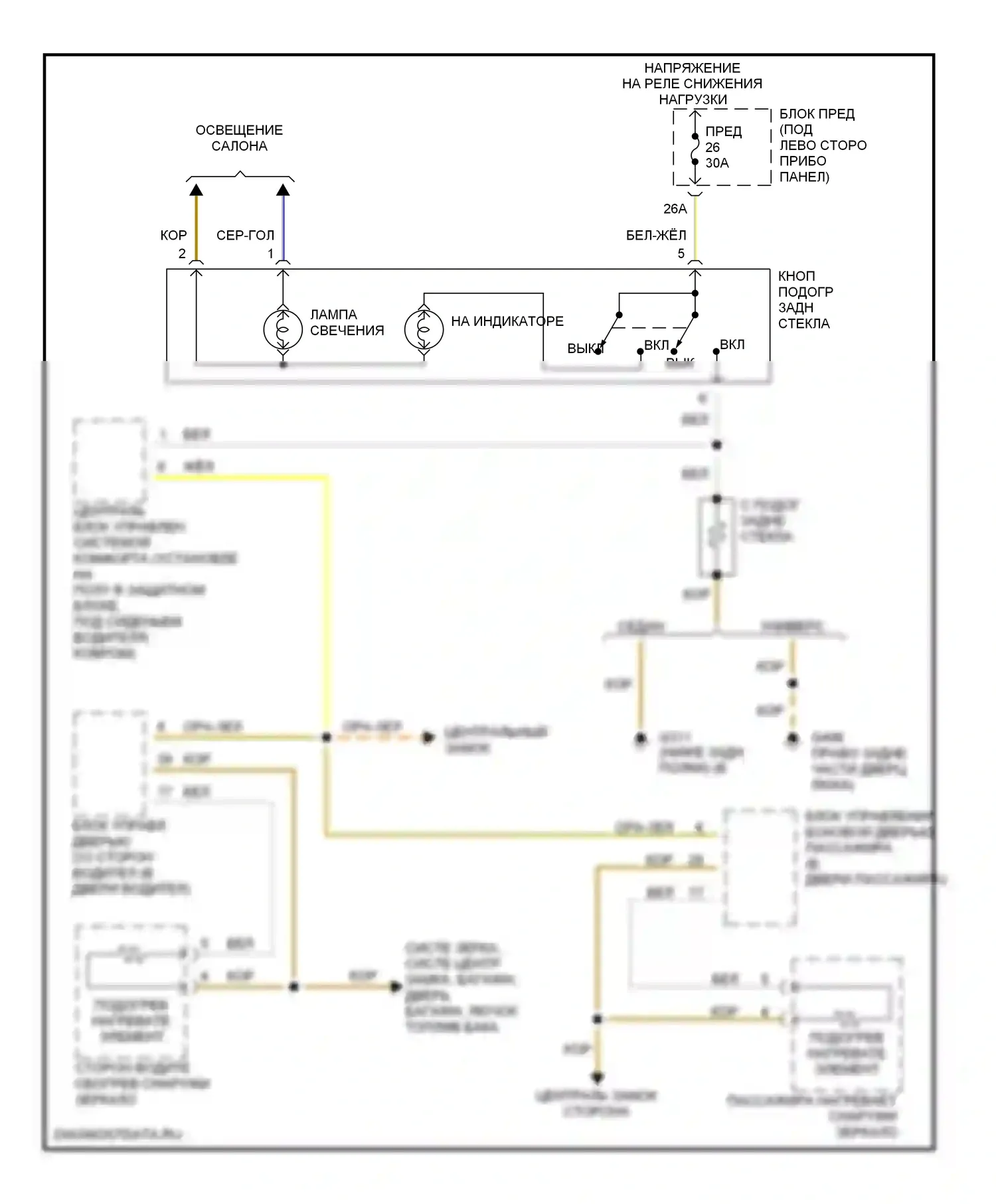 Passat Volkswagen B5 (1996-2001): Электросхема подогрева 