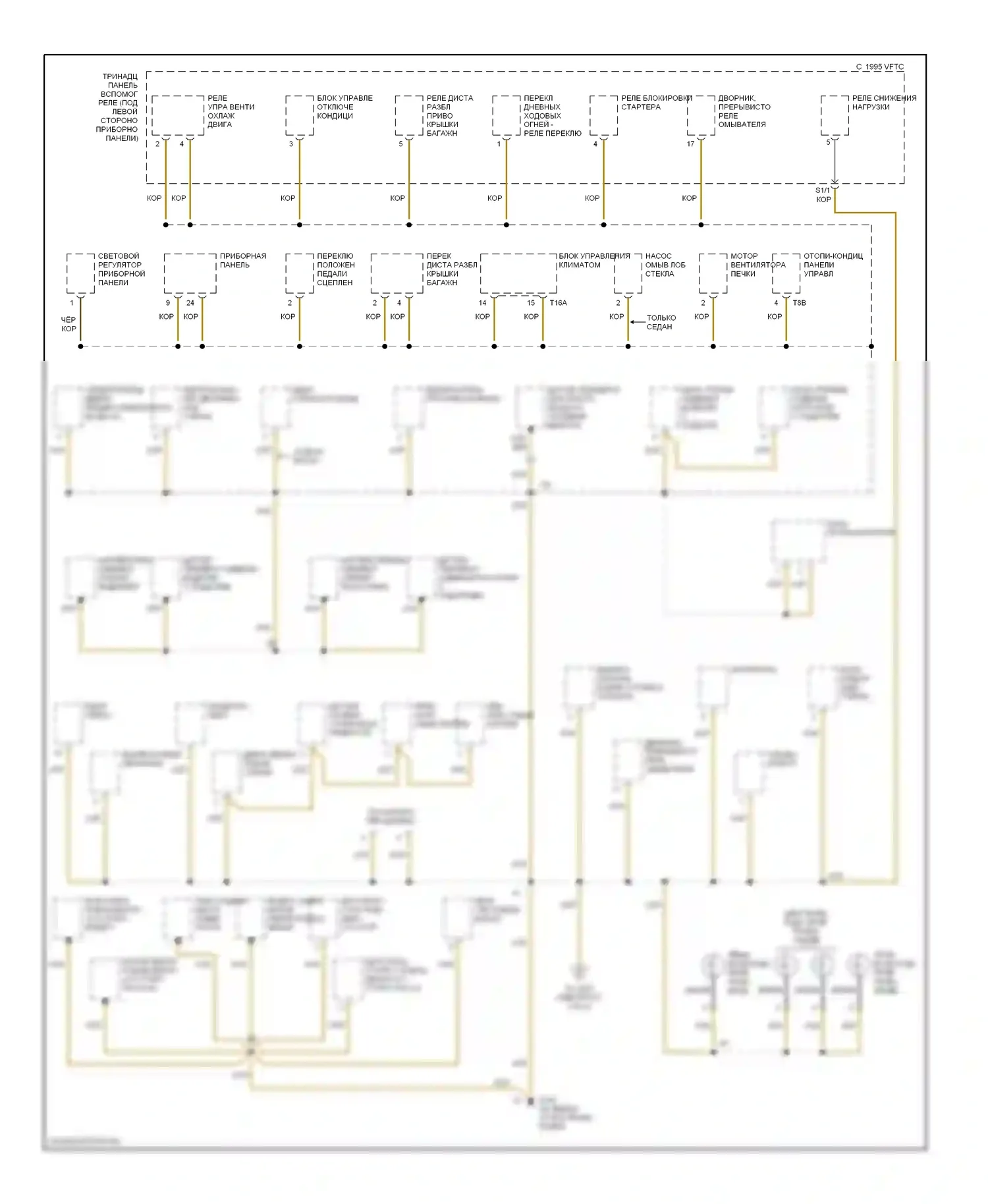 Passat Volkswagen B5 (1996-2001): Электросхема точек подключения масс (2 из 3) 