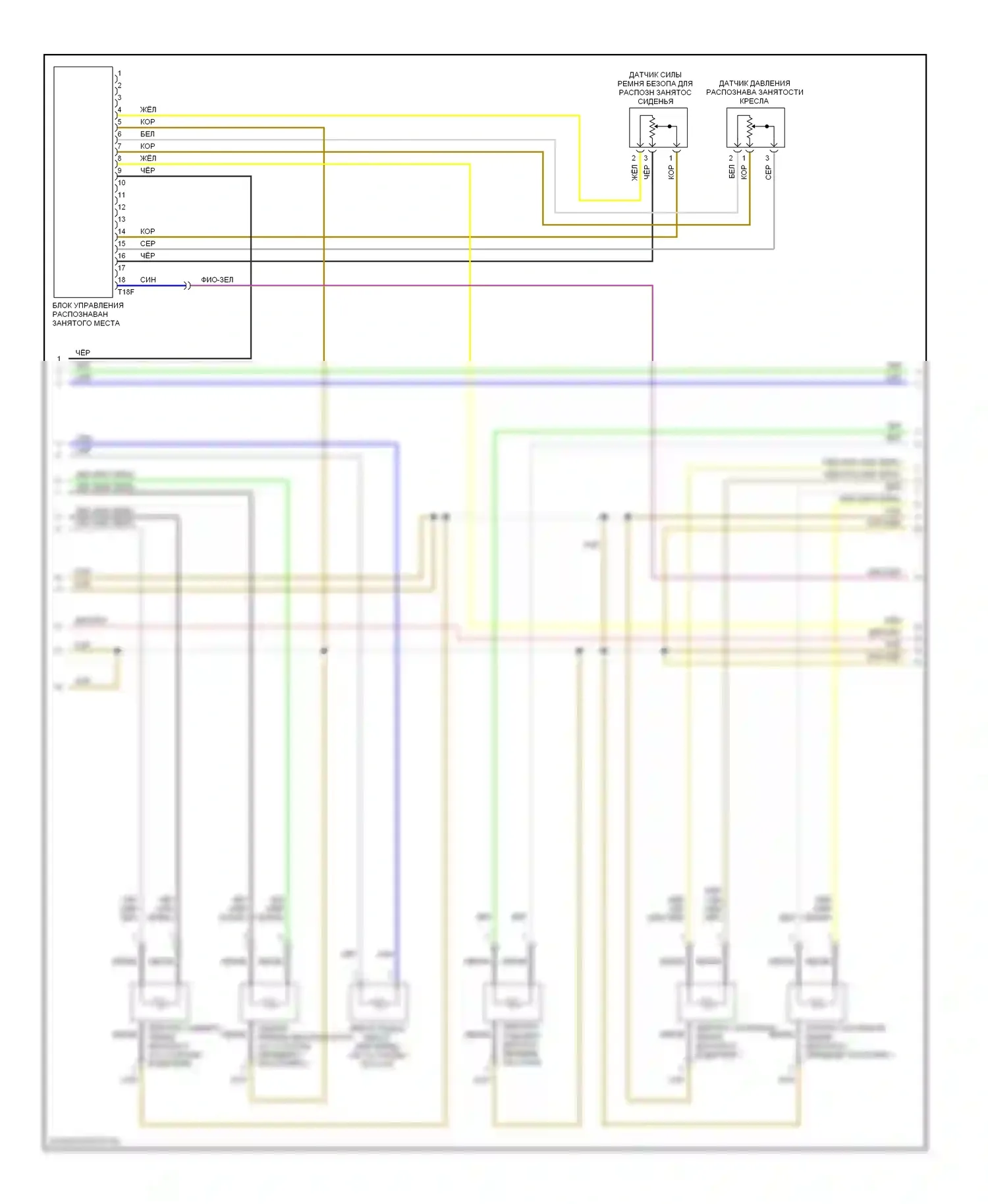 Passat Volkswagen B6 (2005-2010): Электросхема подушек безопасности, с задней боковой подушкой безопасности (2 из 3) 