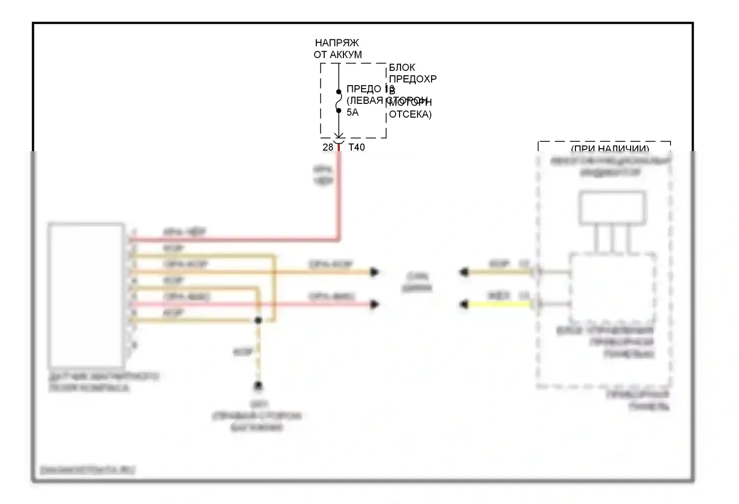 Passat Volkswagen B6 (2005-2010): Электросхема электронного компаса 