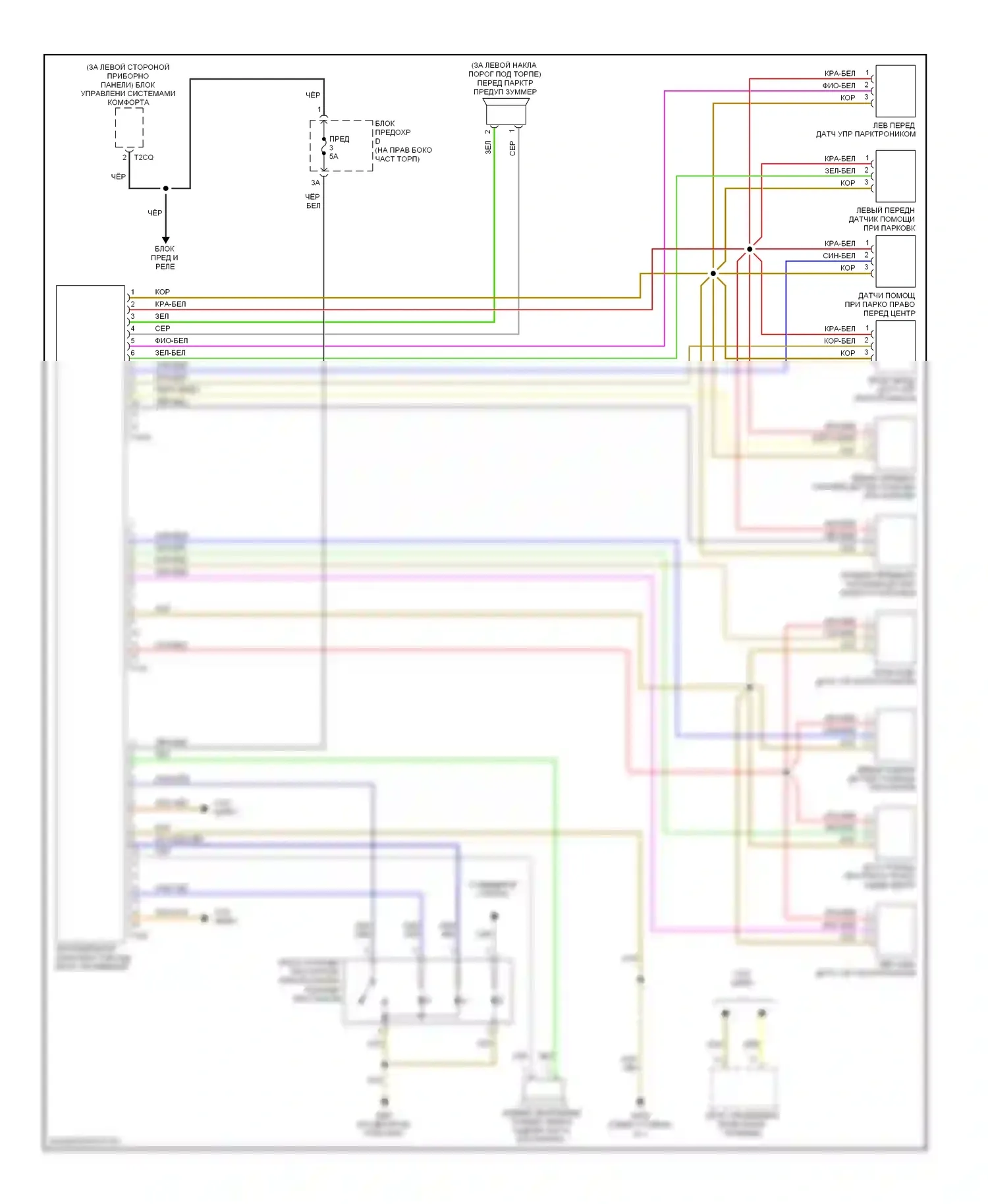 Passat Volkswagen B6 (2005-2010): Электросхема парктроника, вагон 