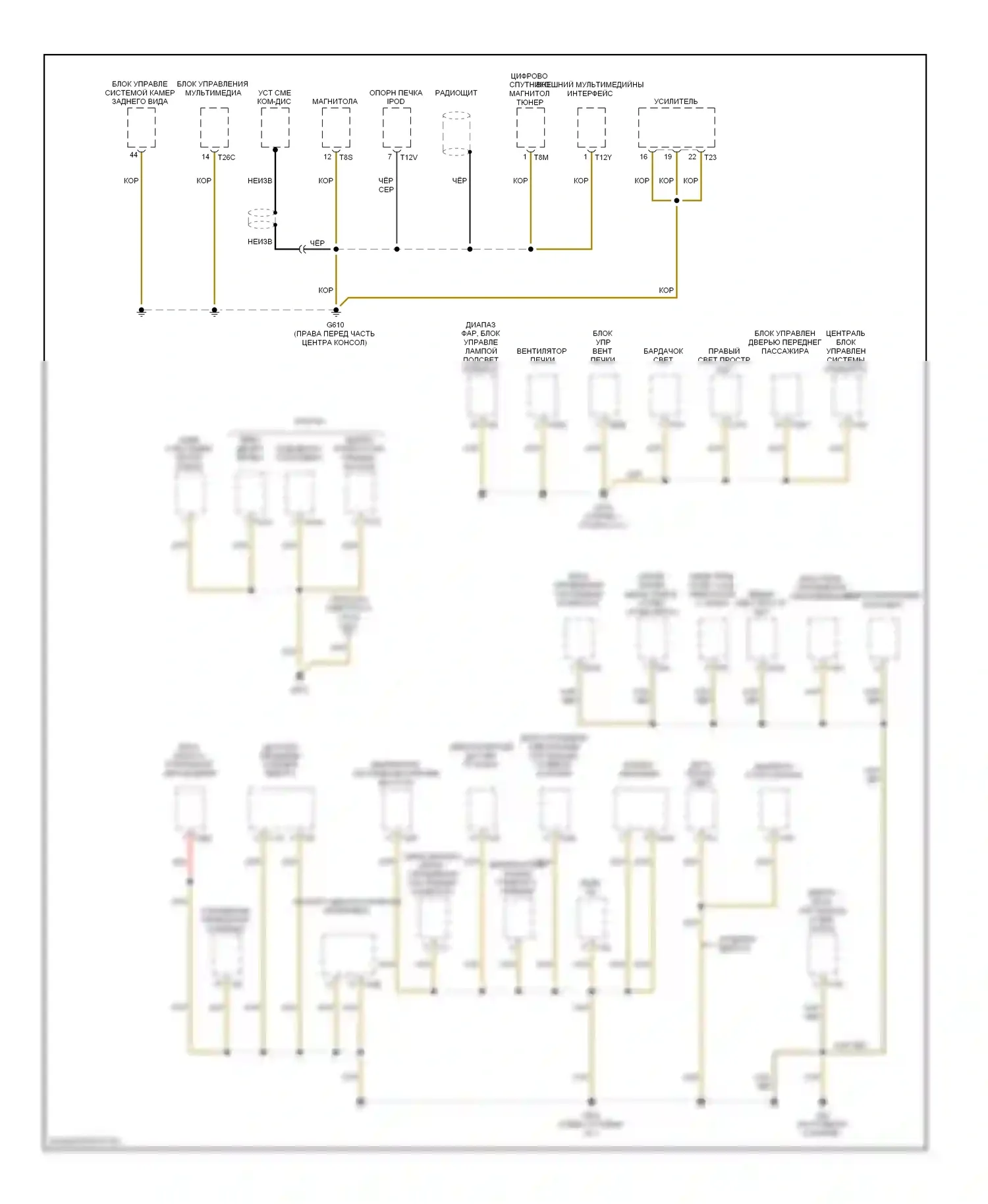 Passat Volkswagen B6 (2005-2010): Электросхема разводки массы (3 из 6) 