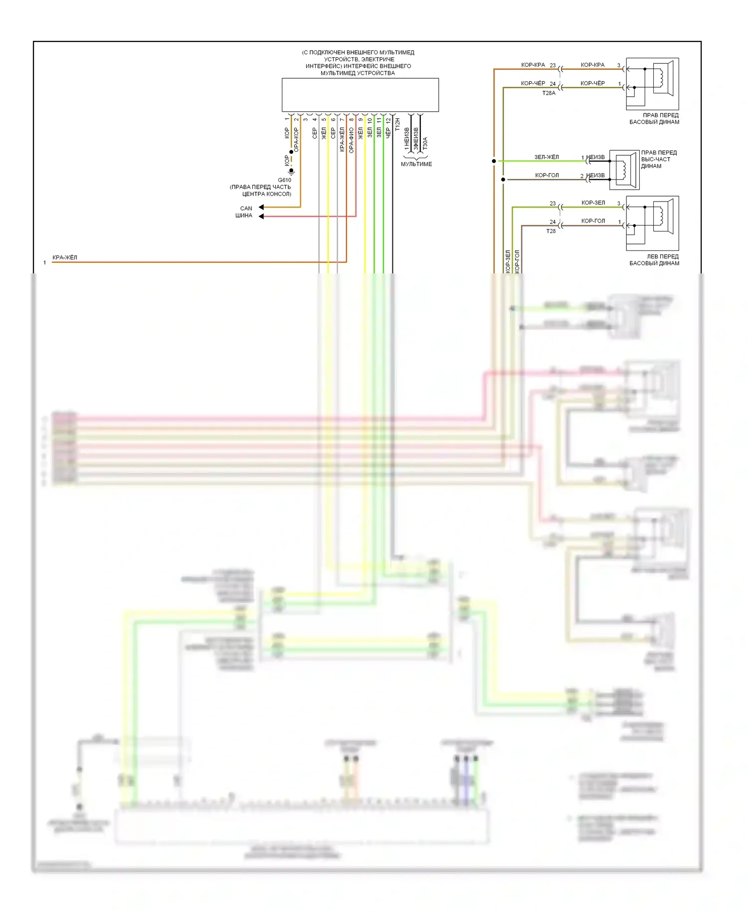 Passat Volkswagen B7 (2010-2015): Электросхема навигации, без усилителя (2 из 2) 