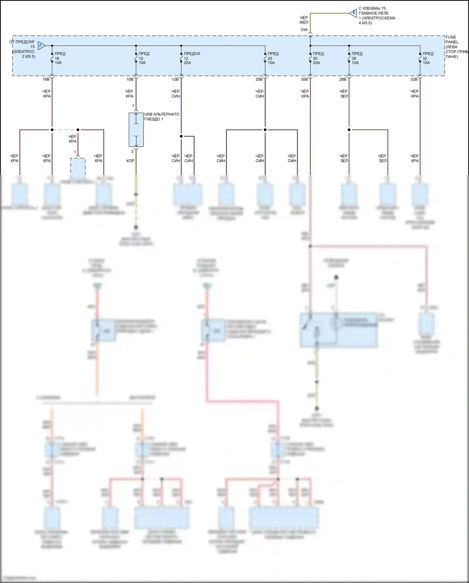 Passat Volkswagen B8 рестайлинг (2019-2024): Электросхема блока предохранителей реле (3 из 5) 